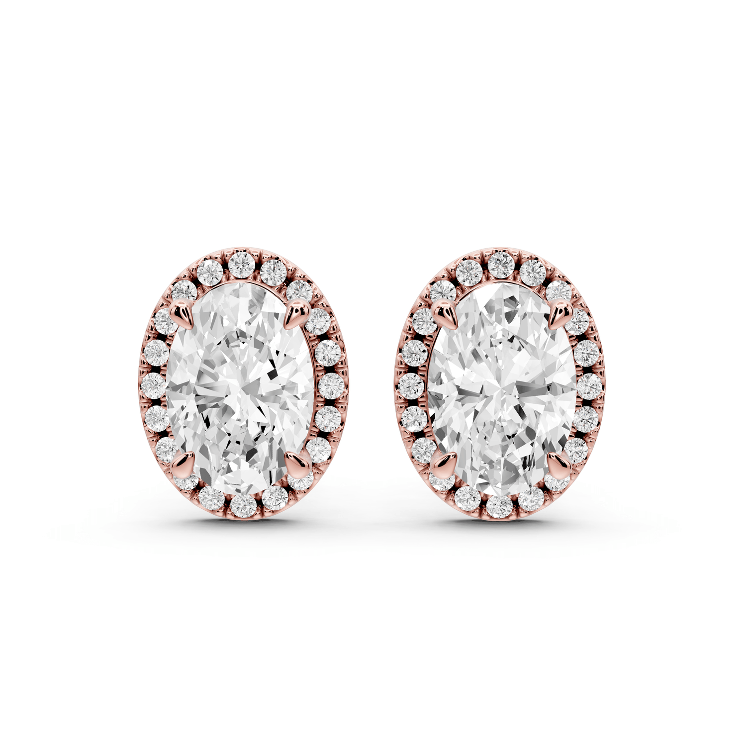 Solis - 4ct 14k rose gold Oval - Cut Diamond Stud Earrings - Mr. Alex Jewelry