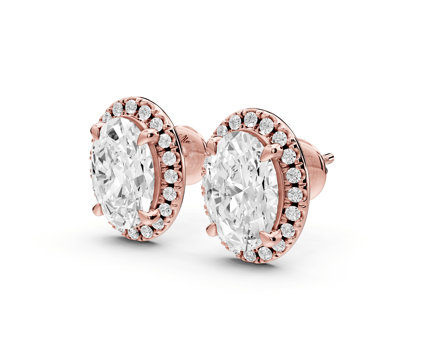 Solis - 4ct 14k rose gold Oval - Cut Diamond Stud Earrings - Mr. Alex Jewelry