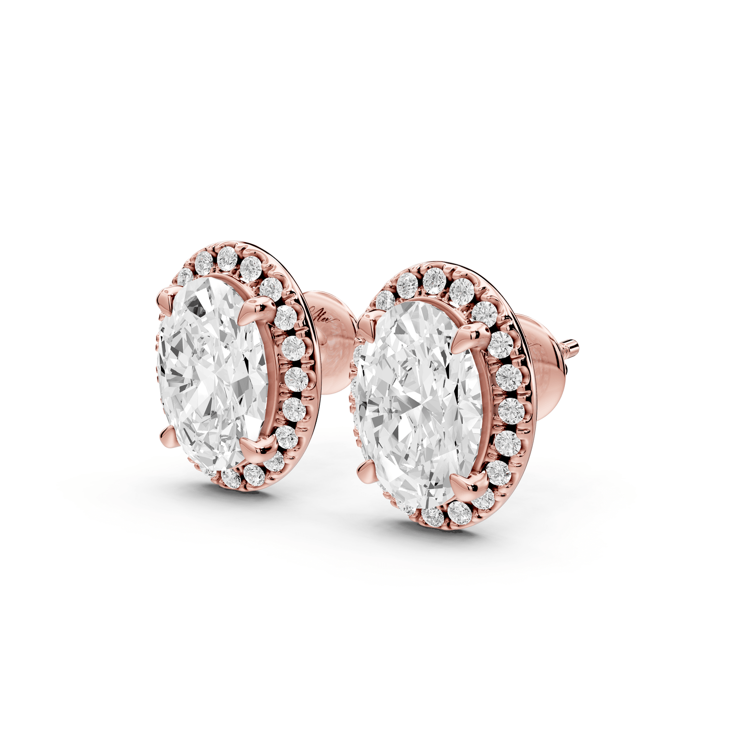 Solis - 4ct 14k rose gold Oval - Cut Diamond Stud Earrings - Mr. Alex Jewelry