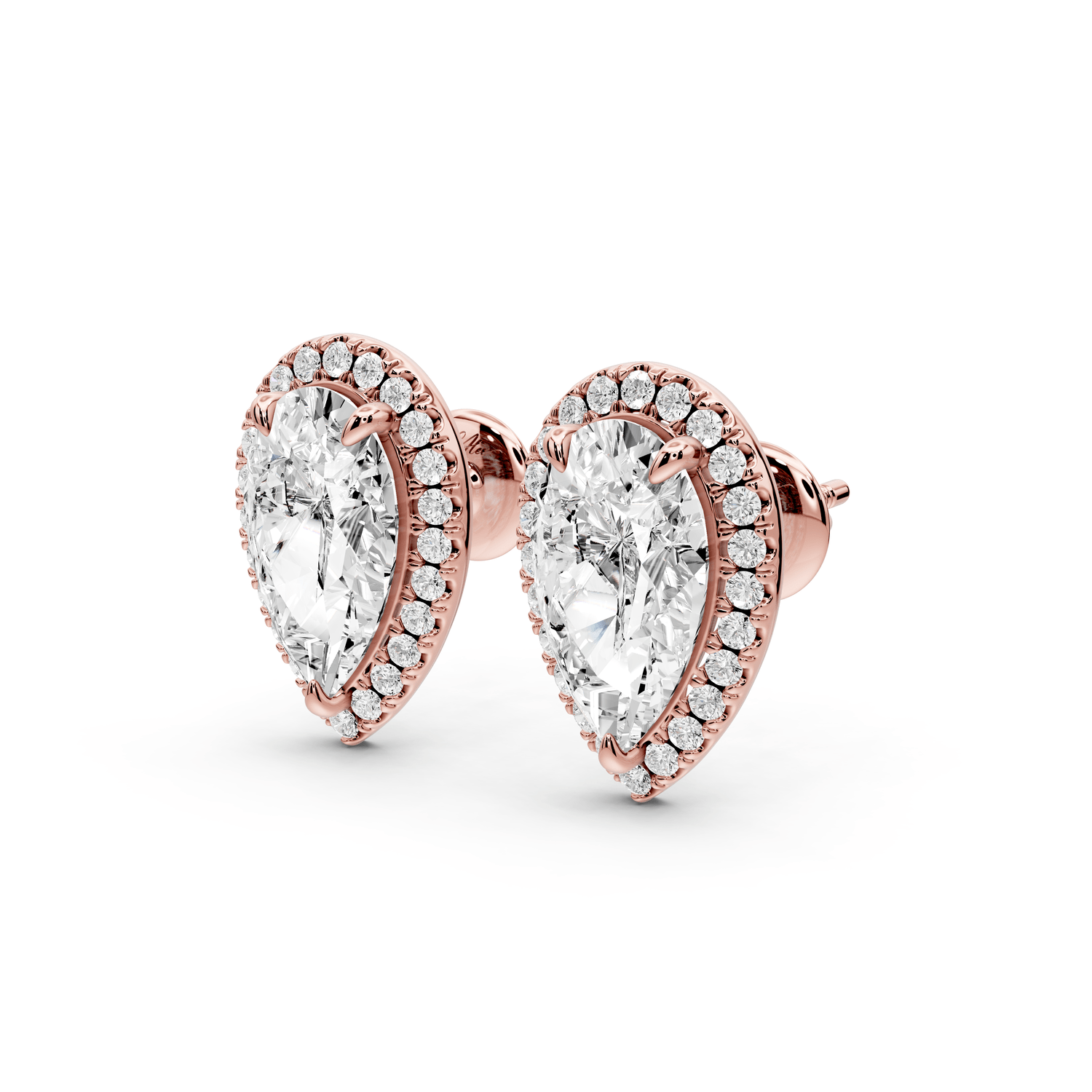 Solis - 4ct 14k rose gold Pear - Cut Diamond Stud Earrings - Mr. Alex Jewelry