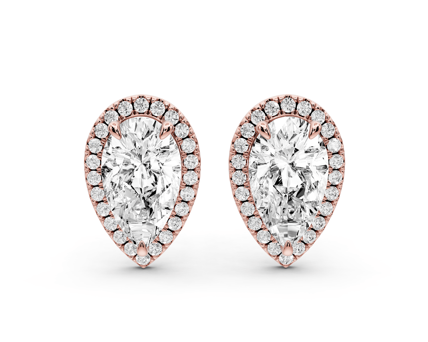 Solis - 4ct 14k rose gold Pear - Cut Diamond Stud Earrings - Mr. Alex Jewelry