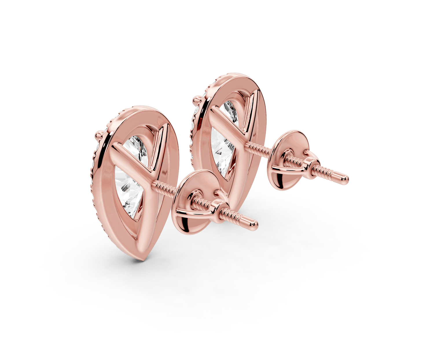 Solis - 4ct 14k rose gold Pear - Cut Diamond Stud Earrings - Mr. Alex Jewelry