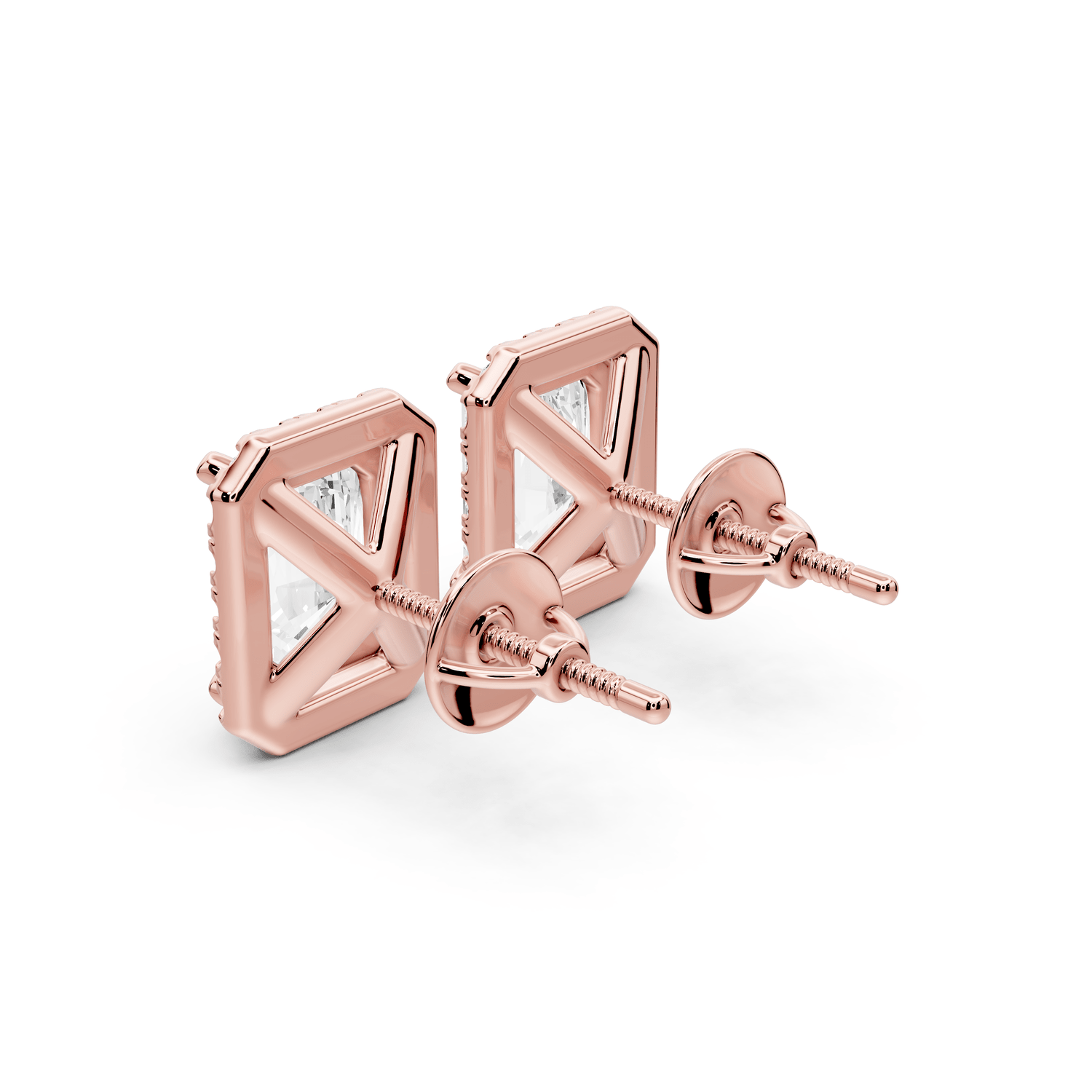 Solis - 4ct 14k rose gold Radiant - Cut Diamond Stud Earrings - Mr. Alex Jewelry