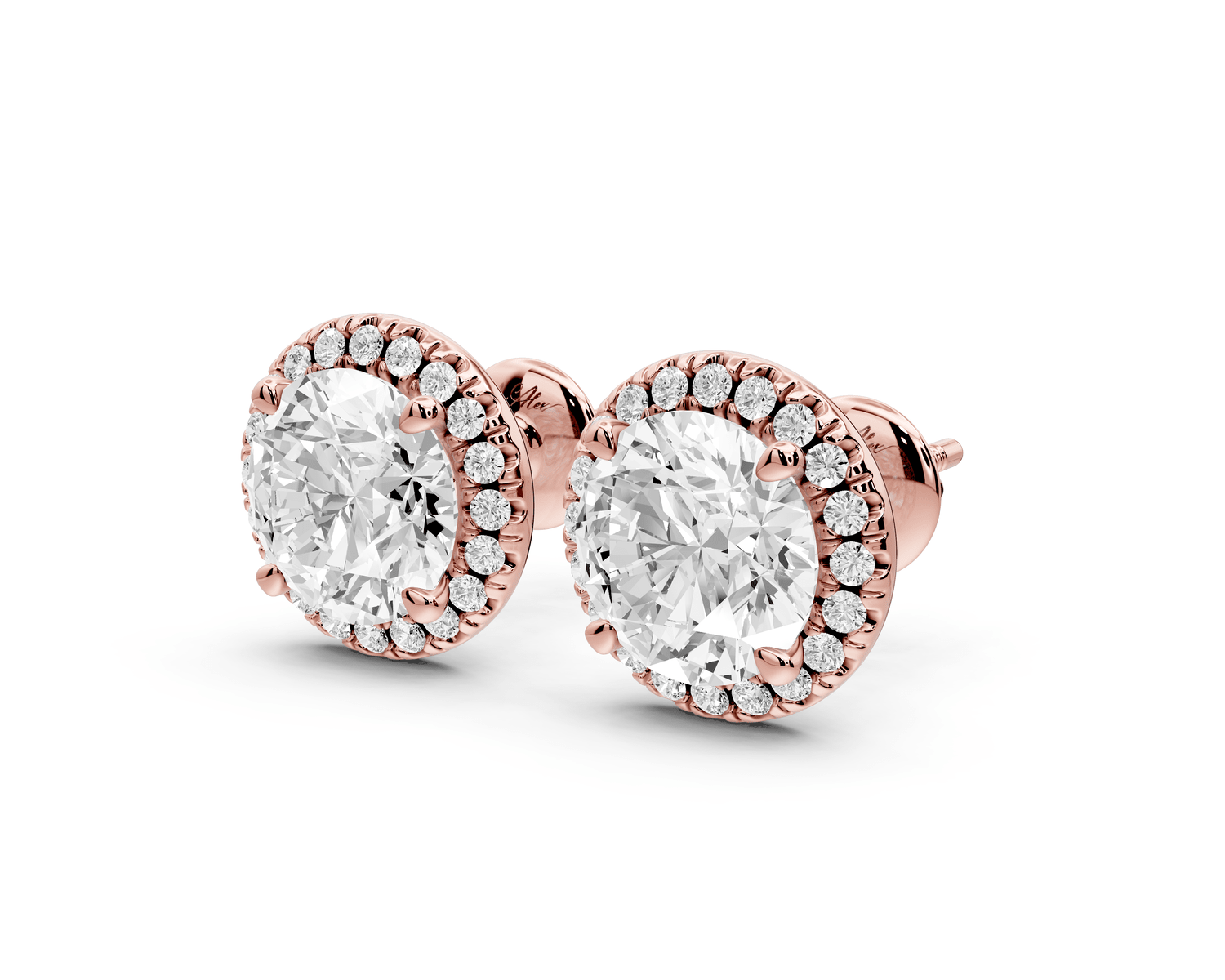 Solis - 4ct 14k rose gold Round - Cut Diamond Stud Earrings - Mr. Alex Jewelry