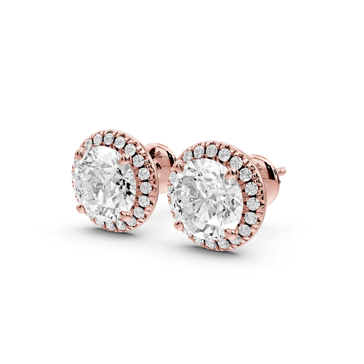 Solis - 4ct 14k rose gold Round - Cut Diamond Stud Earrings - Mr. Alex Jewelry