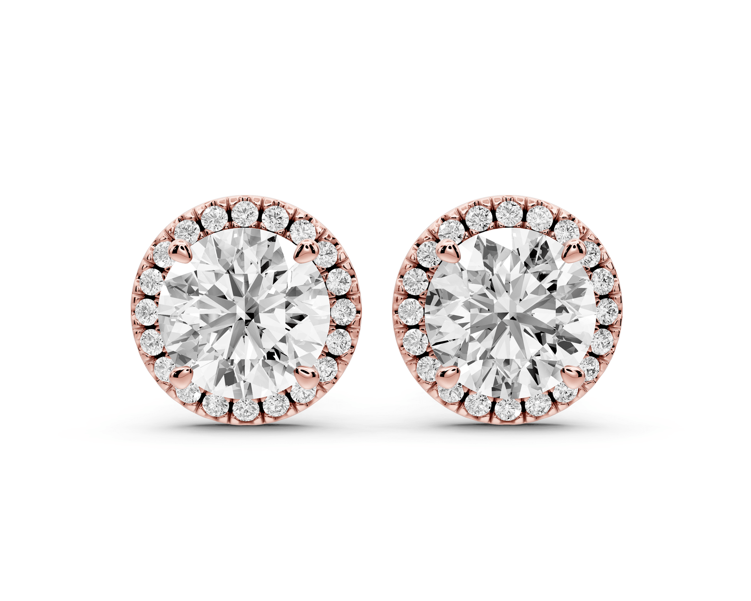 Solis - 4ct 14k rose gold Round - Cut Diamond Stud Earrings - Mr. Alex Jewelry