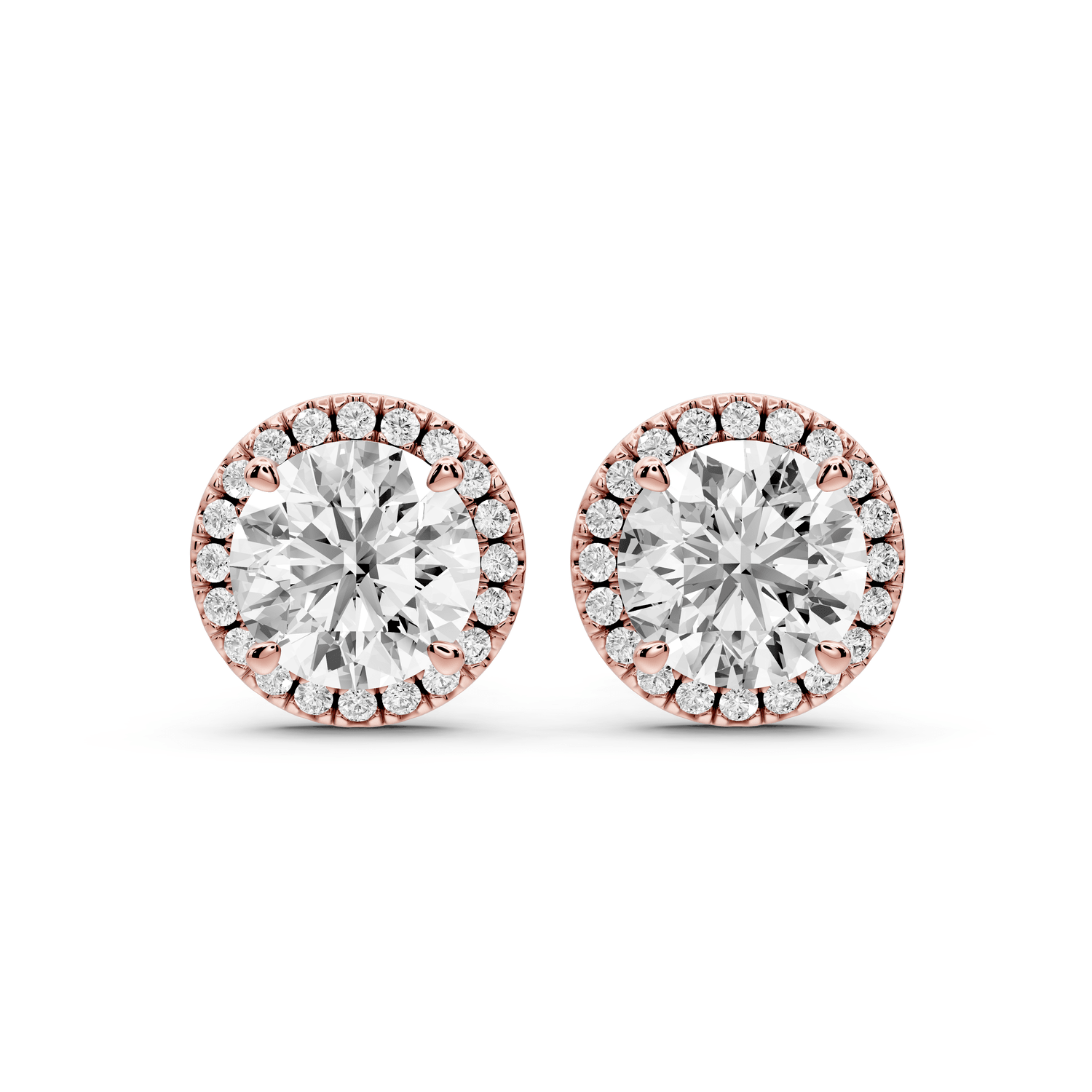 Solis - 4ct 14k rose gold Round - Cut Diamond Stud Earrings - Mr. Alex Jewelry