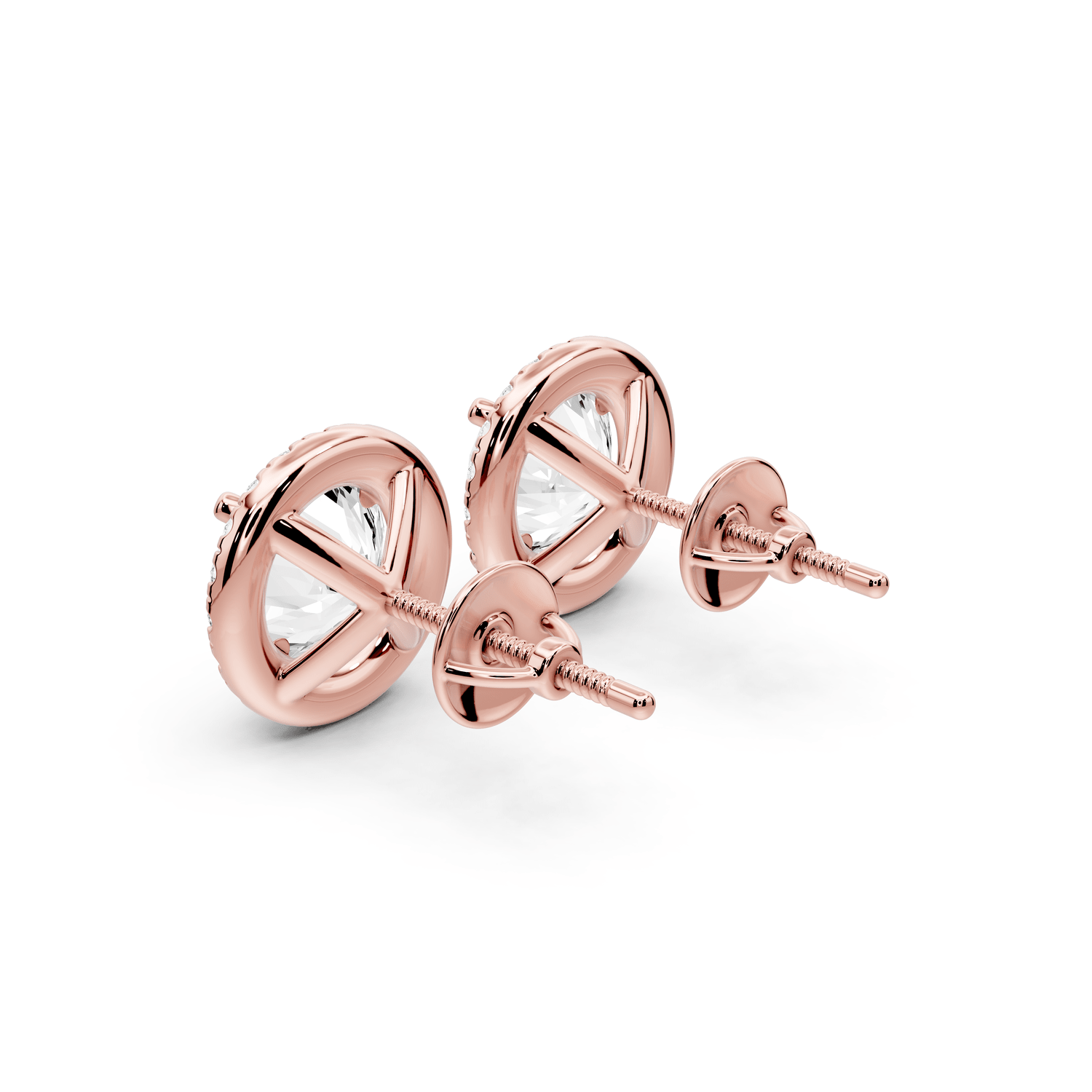 Solis - 4ct 14k rose gold Round - Cut Diamond Stud Earrings - Mr. Alex Jewelry