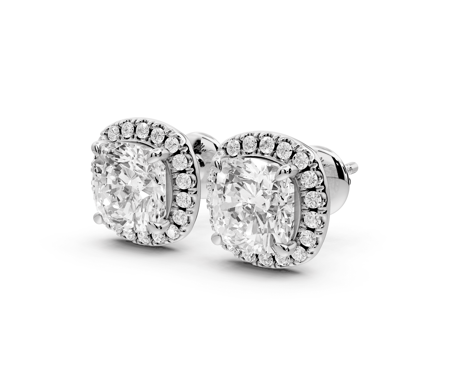 Solis - 4ct 14k white gold Cushion - Cut Diamond Stud Earrings - Mr. Alex Jewelry