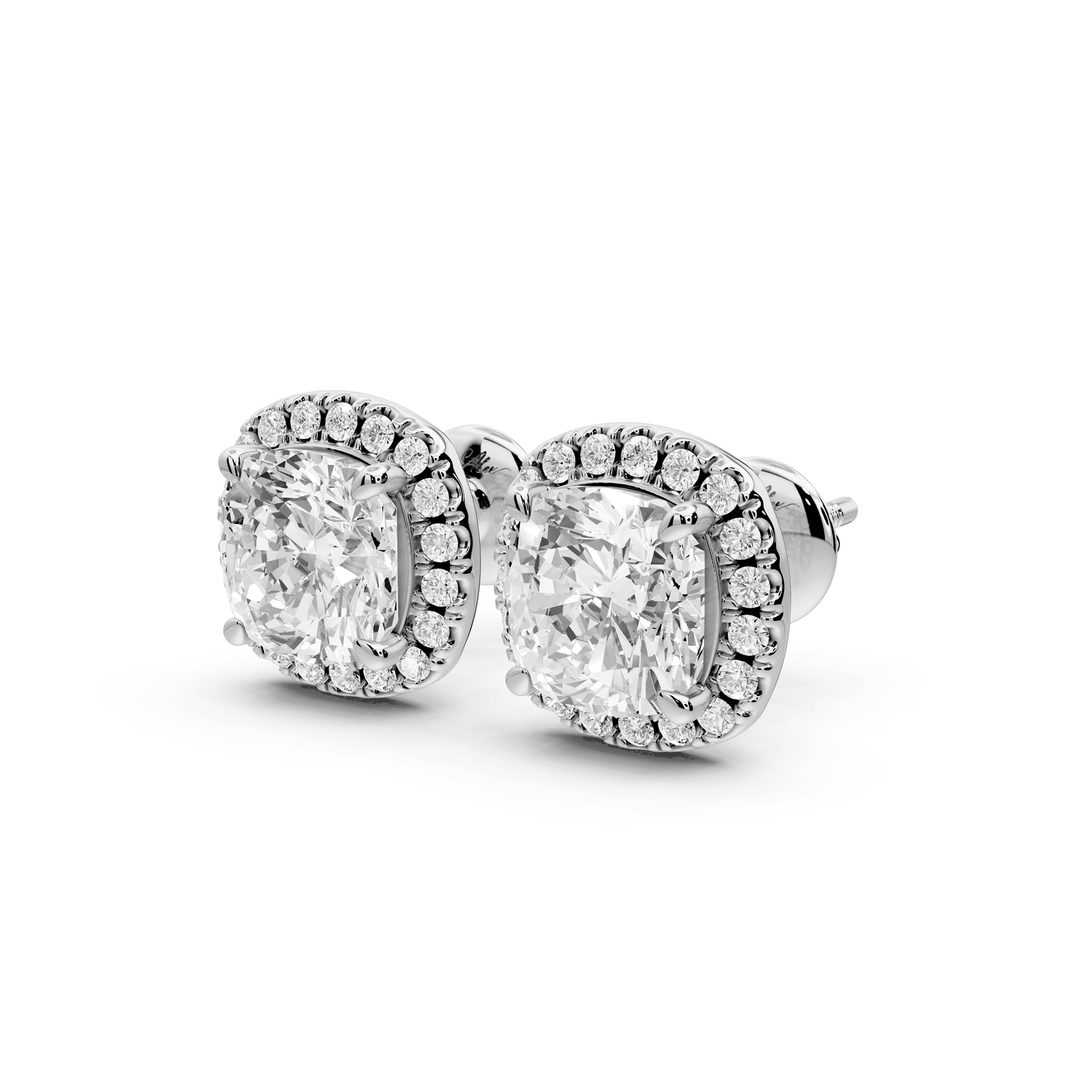 Solis - 4ct 14k white gold Cushion - Cut Diamond Stud Earrings - Mr. Alex Jewelry