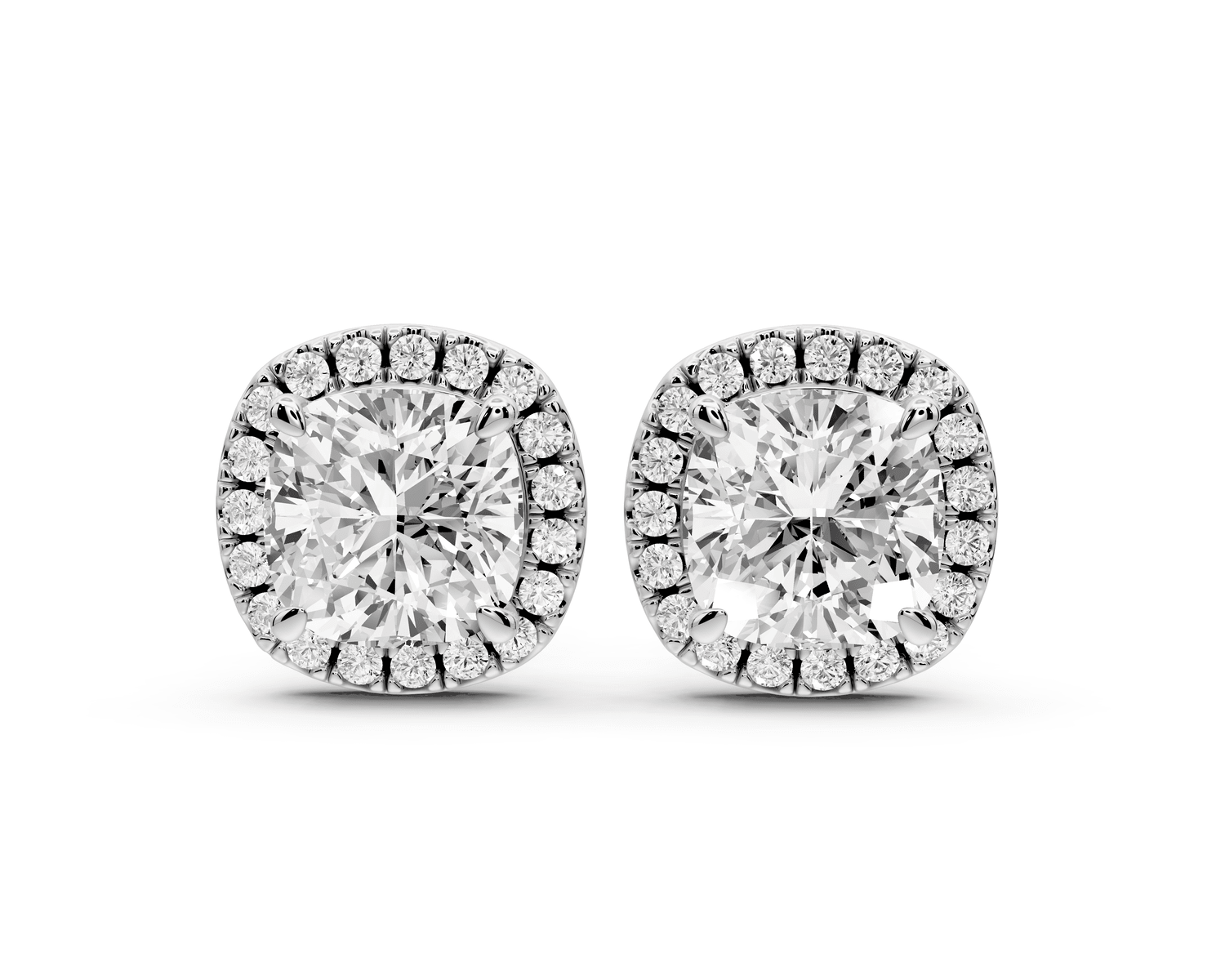 Solis - 4ct 14k white gold Cushion - Cut Diamond Stud Earrings - Mr. Alex Jewelry