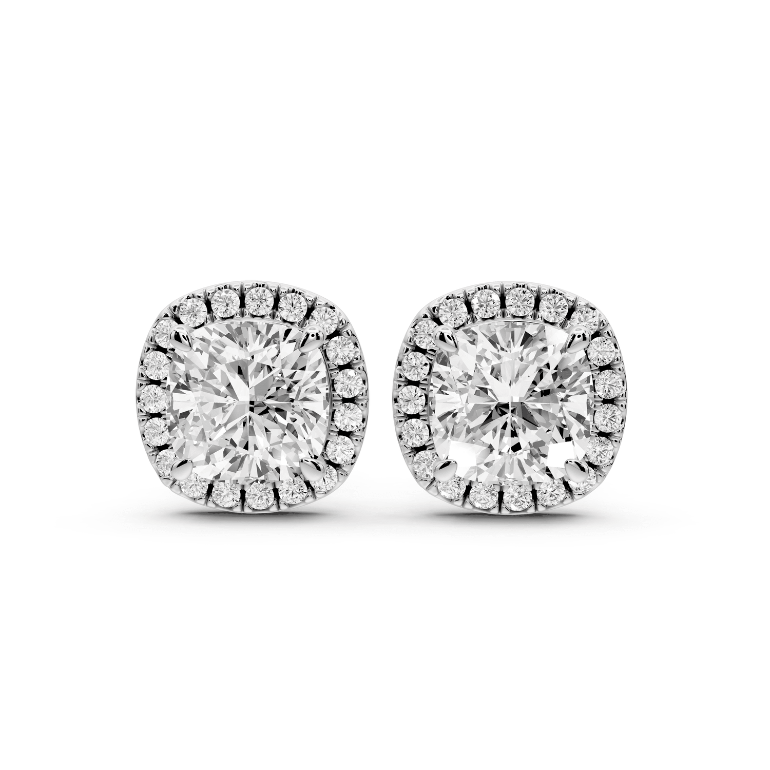 Solis - 4ct 14k white gold Cushion - Cut Diamond Stud Earrings - Mr. Alex Jewelry