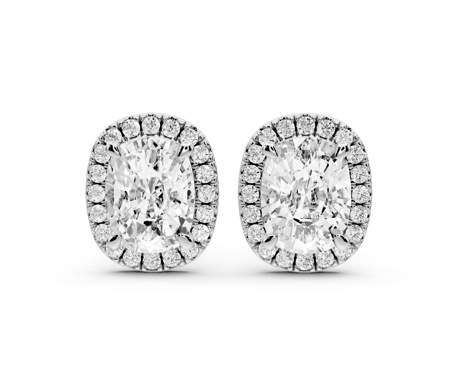 Solis - 4ct 14k white gold Elgcushion - Cut Diamond Stud Earrings - Mr. Alex Jewelry