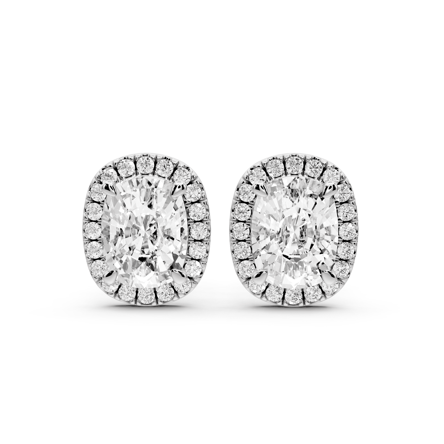 Solis - 4ct 14k white gold Elgcushion - Cut Diamond Stud Earrings - Mr. Alex Jewelry