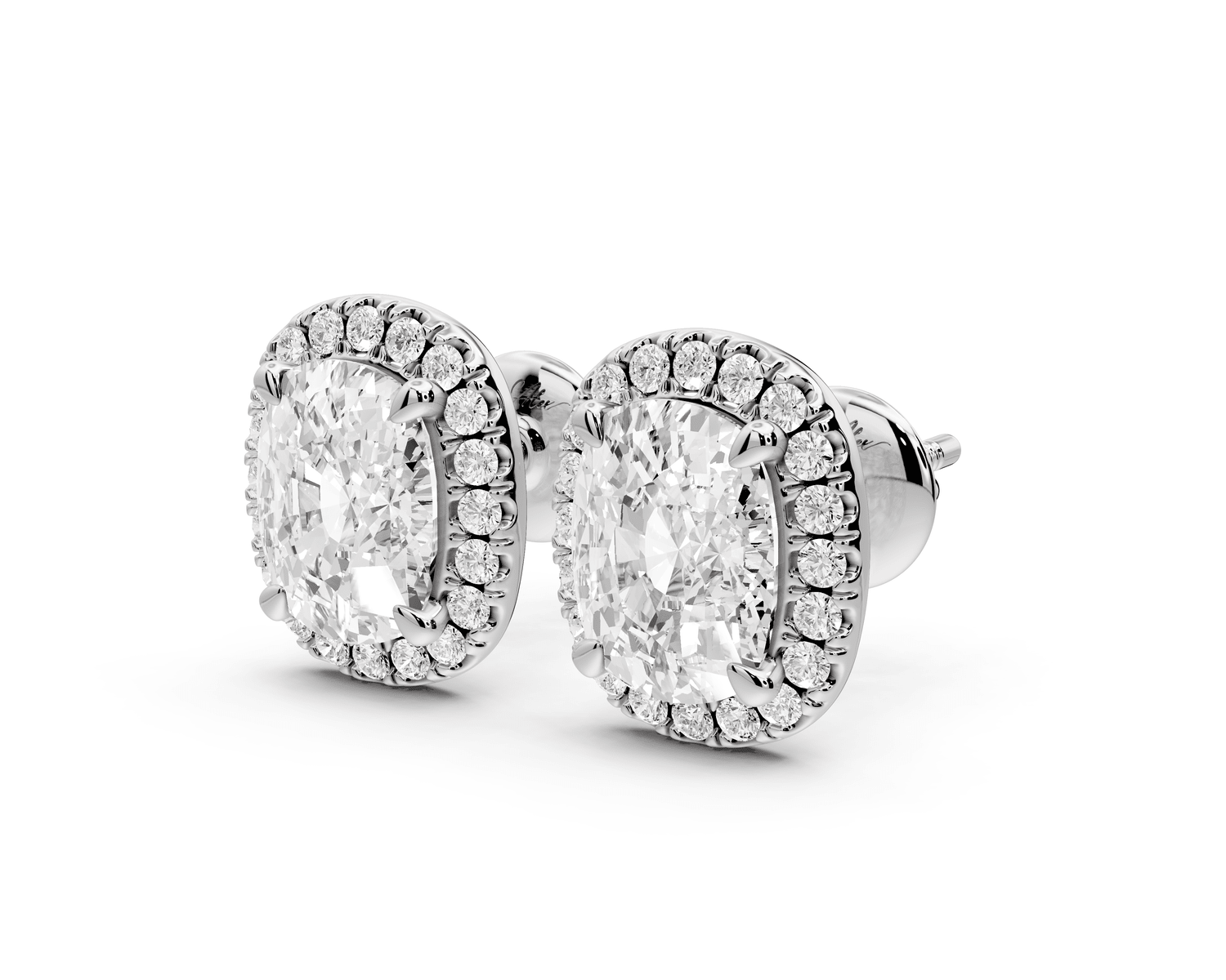 Solis - 4ct 14k white gold Elgcushion - Cut Diamond Stud Earrings - Mr. Alex Jewelry