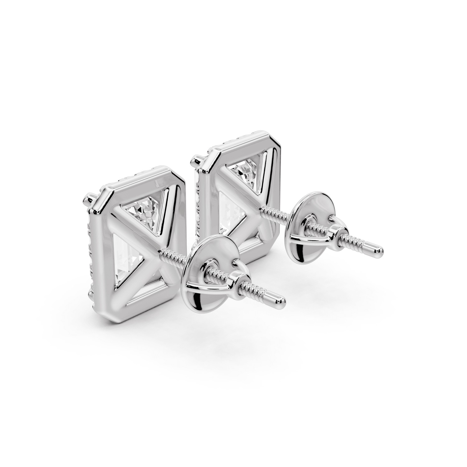 Solis - 4ct 14k white gold Emerald - Cut Diamond Stud Earrings - Mr. Alex Jewelry