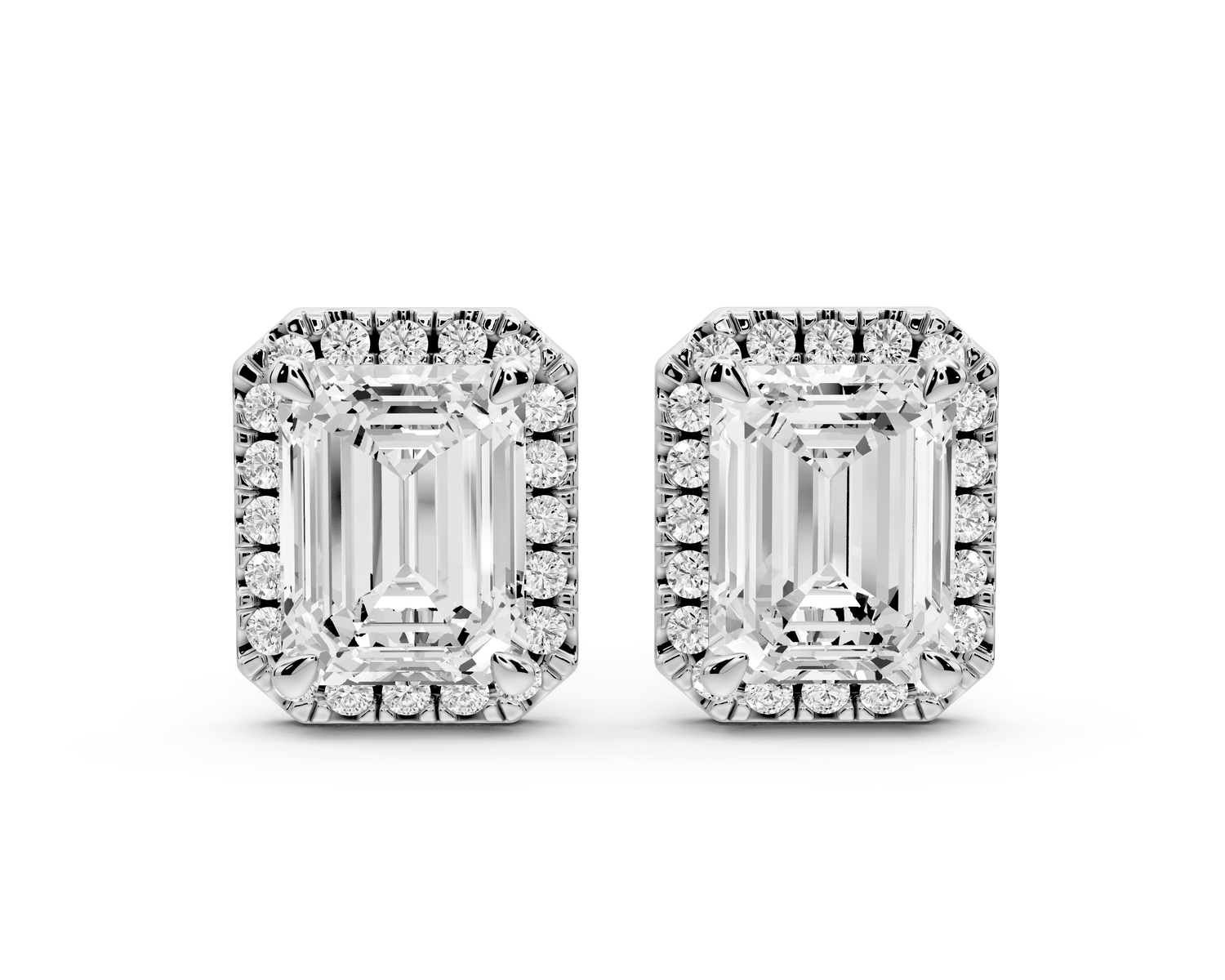 Solis - 4ct 14k white gold Emerald - Cut Diamond Stud Earrings - Mr. Alex Jewelry