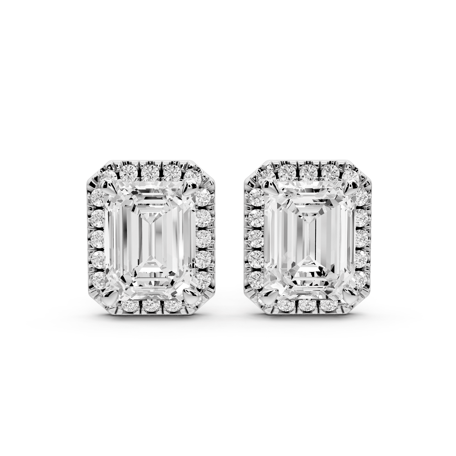 Solis - 4ct 14k white gold Emerald - Cut Diamond Stud Earrings - Mr. Alex Jewelry