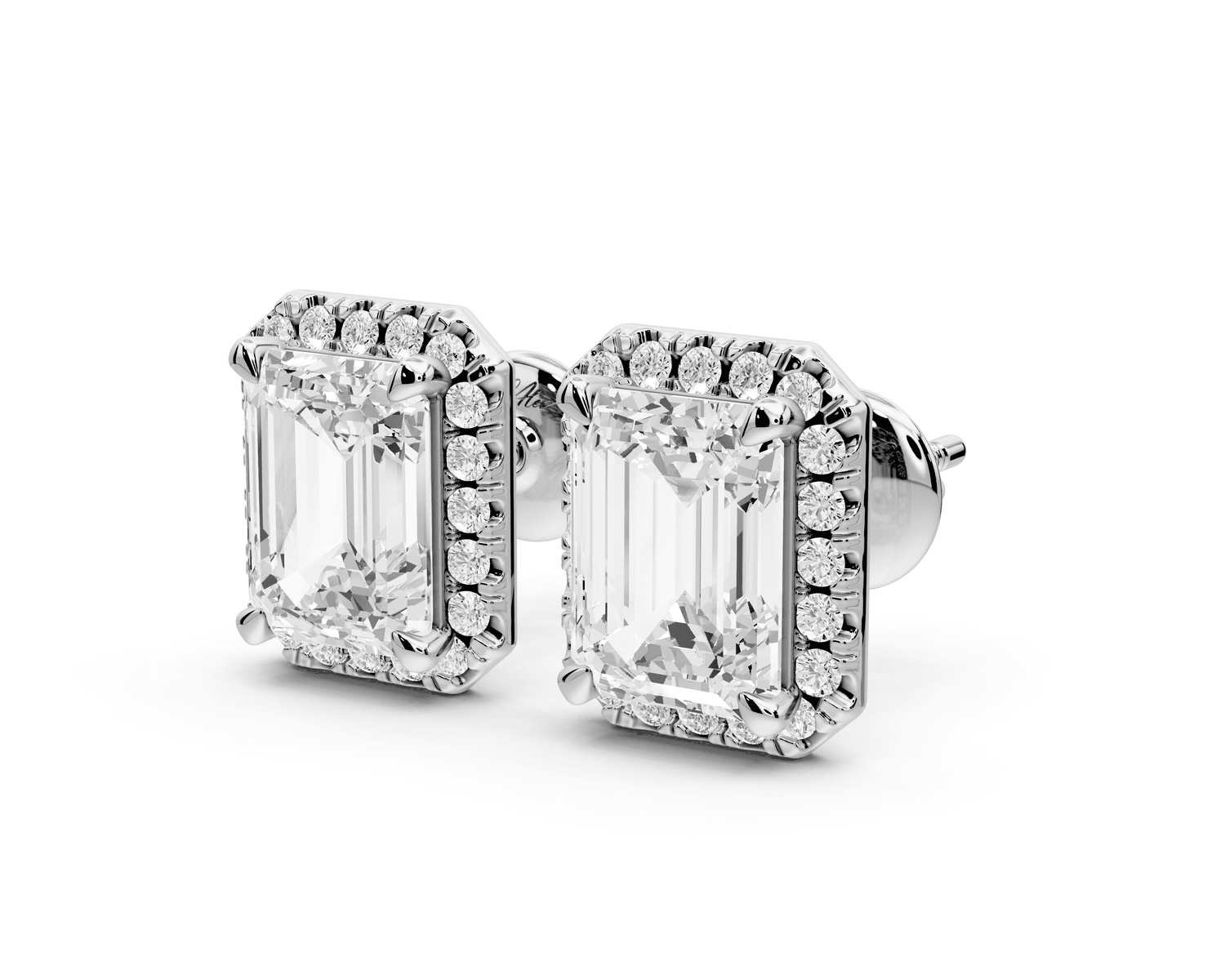 Solis - 4ct 14k white gold Emerald - Cut Diamond Stud Earrings - Mr. Alex Jewelry