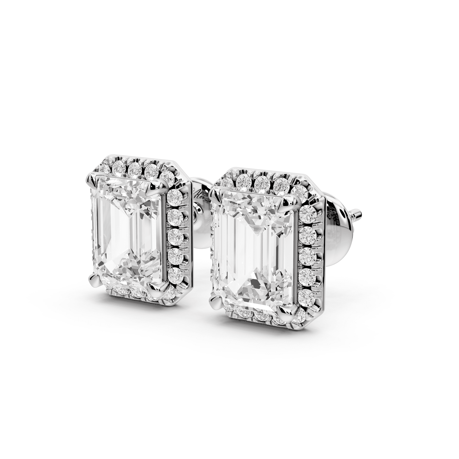 Solis - 4ct 14k white gold Emerald - Cut Diamond Stud Earrings - Mr. Alex Jewelry