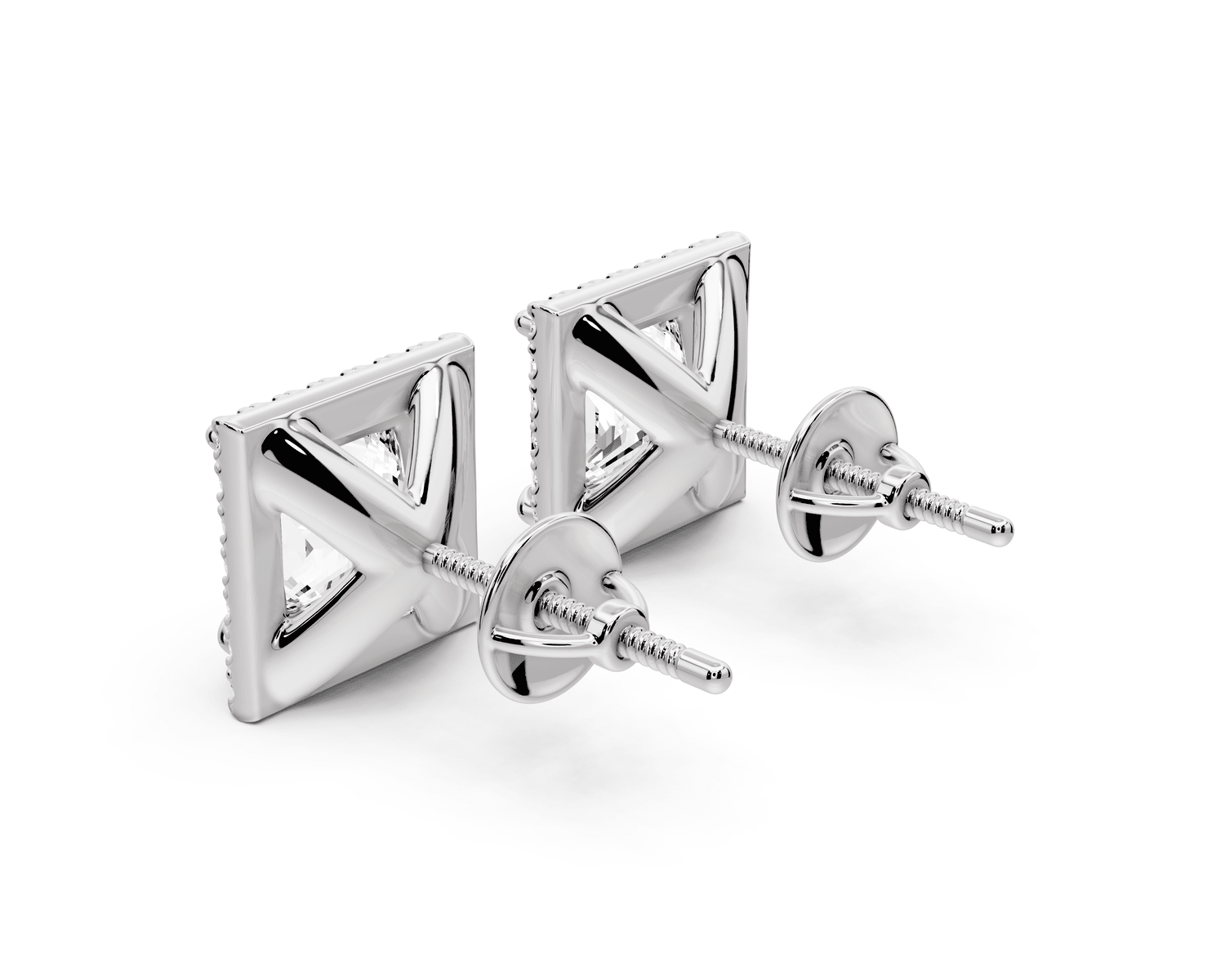 Solis - 4ct 14k white gold Princess - Cut Diamond Stud Earrings - Mr. Alex Jewelry