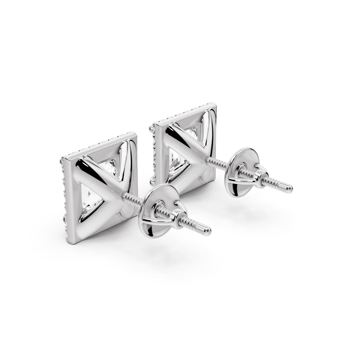 Solis - 4ct 14k white gold Princess - Cut Diamond Stud Earrings - Mr. Alex Jewelry