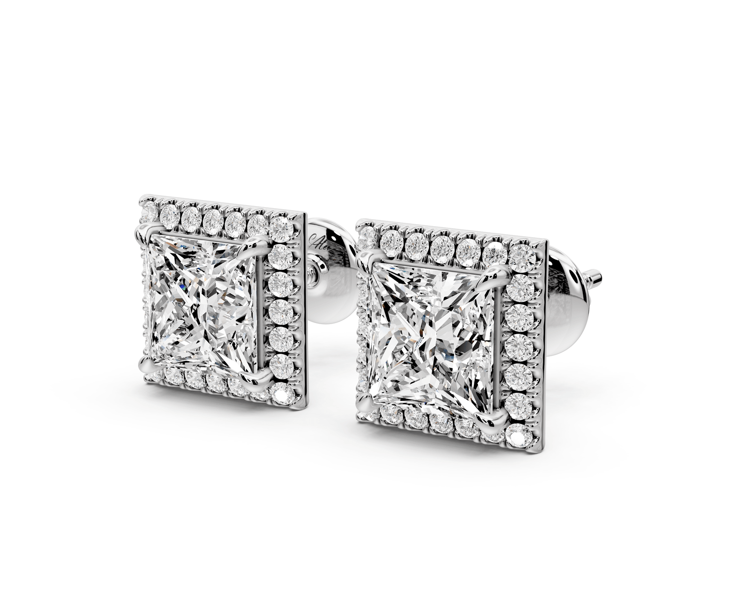 Solis - 4ct 14k white gold Princess - Cut Diamond Stud Earrings - Mr. Alex Jewelry
