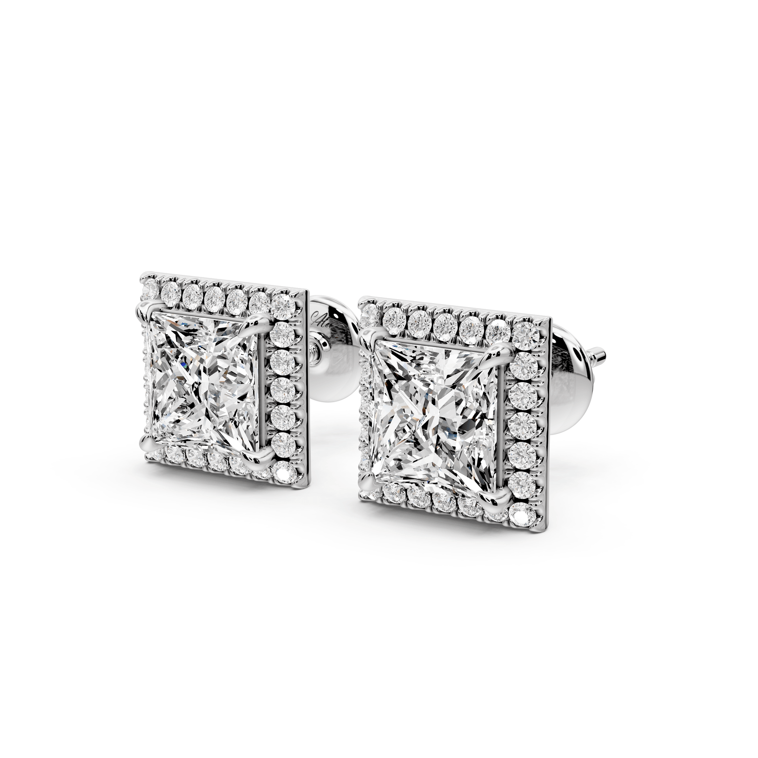 Solis - 4ct 14k white gold Princess - Cut Diamond Stud Earrings - Mr. Alex Jewelry