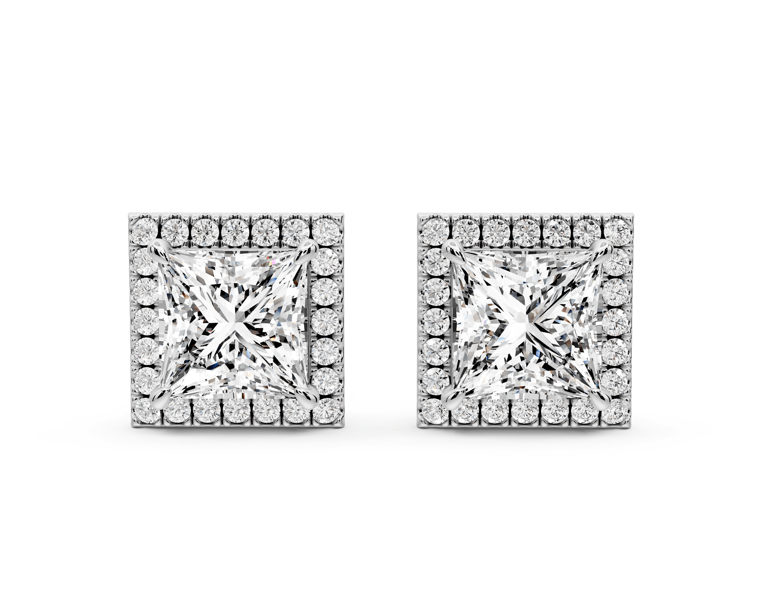 Solis - 4ct 14k white gold Princess - Cut Diamond Stud Earrings - Mr. Alex Jewelry