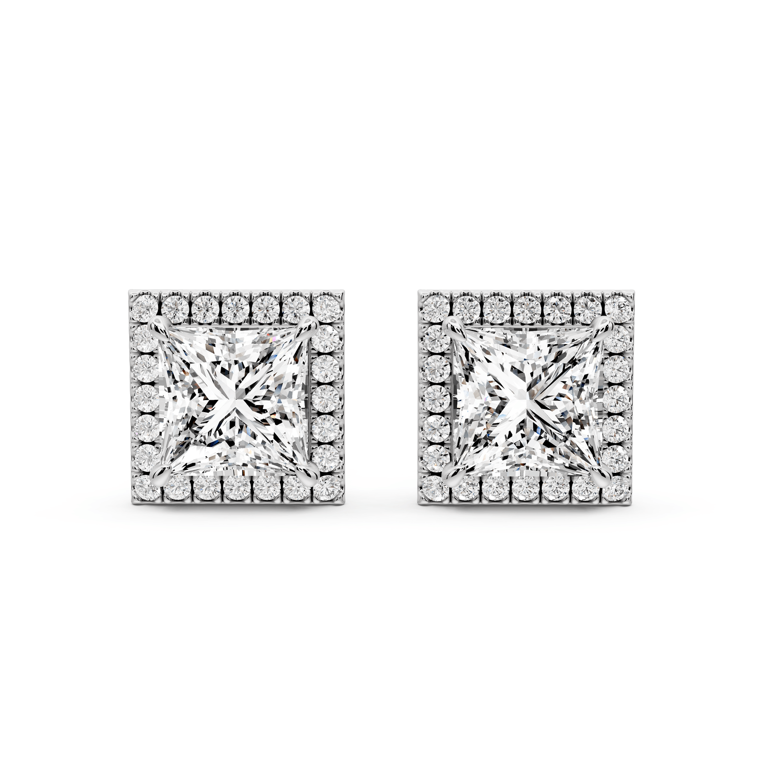 Solis - 4ct 14k white gold Princess - Cut Diamond Stud Earrings - Mr. Alex Jewelry