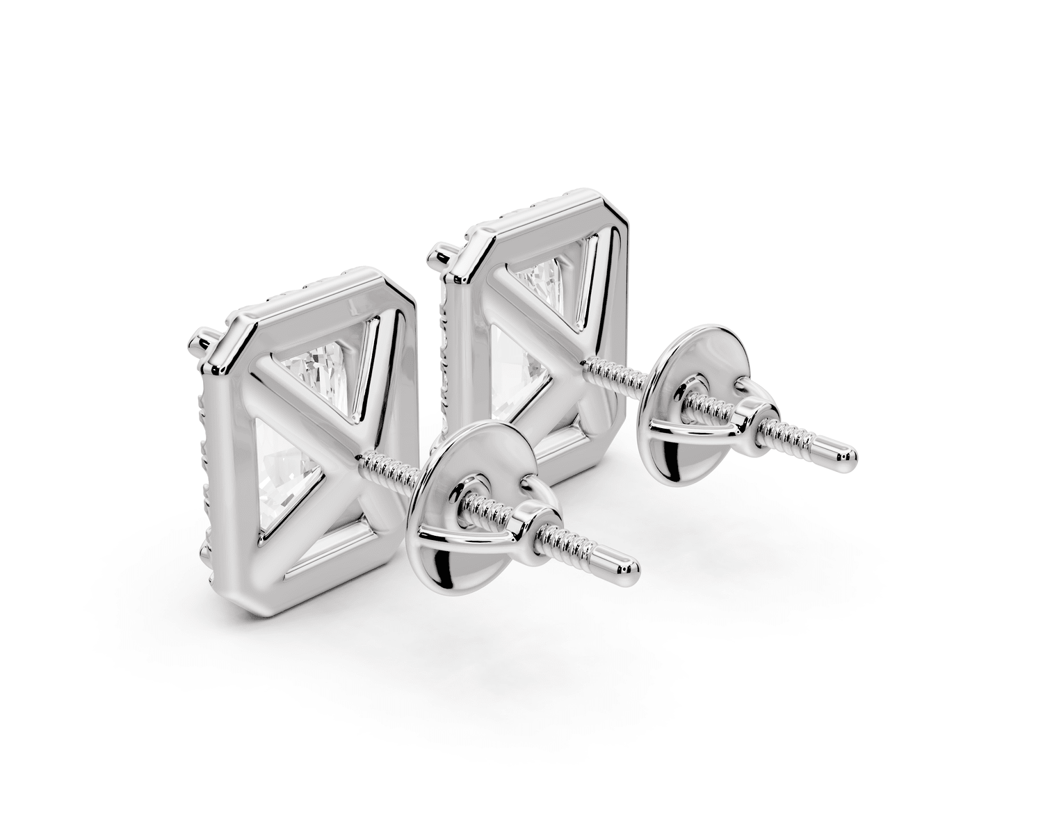 Solis - 4ct 14k white gold Radiant - Cut Diamond Stud Earrings - Mr. Alex Jewelry