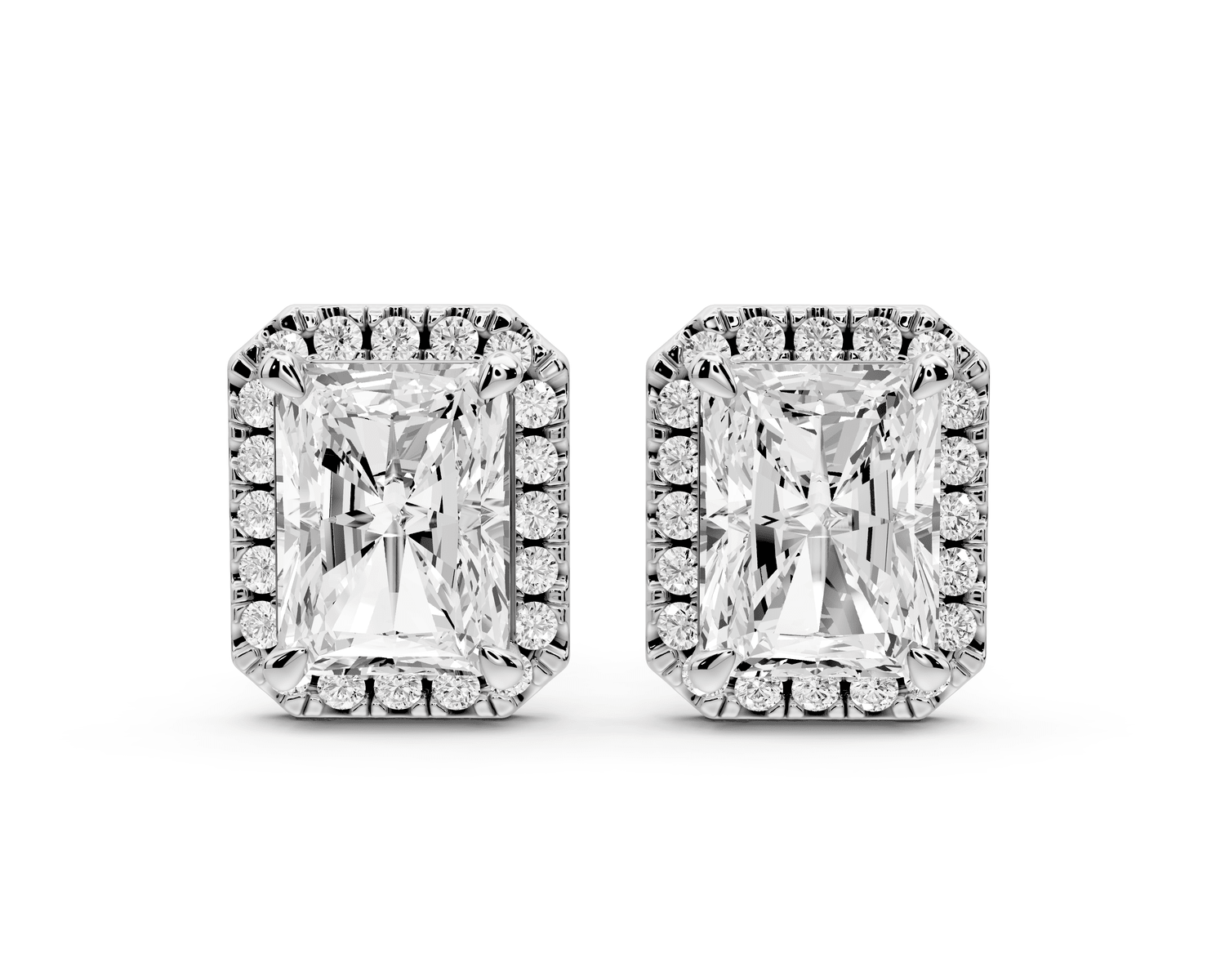 Solis - 4ct 14k white gold Radiant - Cut Diamond Stud Earrings - Mr. Alex Jewelry