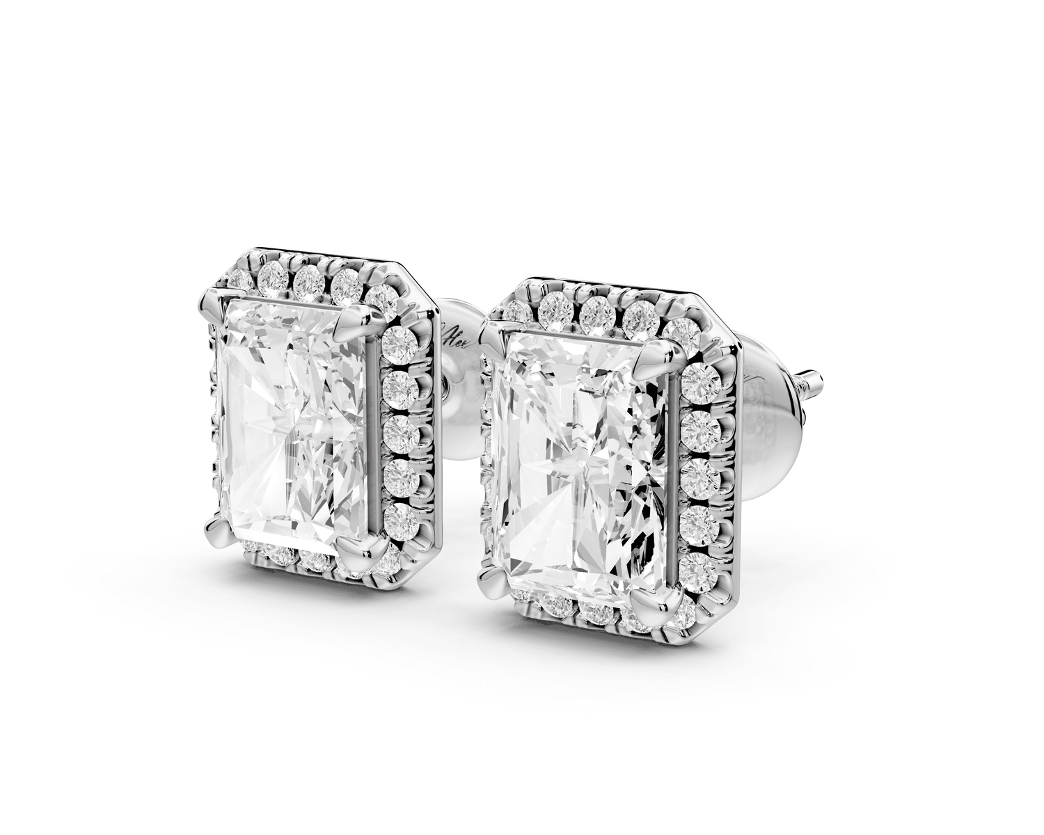 Solis - 4ct 14k white gold Radiant - Cut Diamond Stud Earrings - Mr. Alex Jewelry