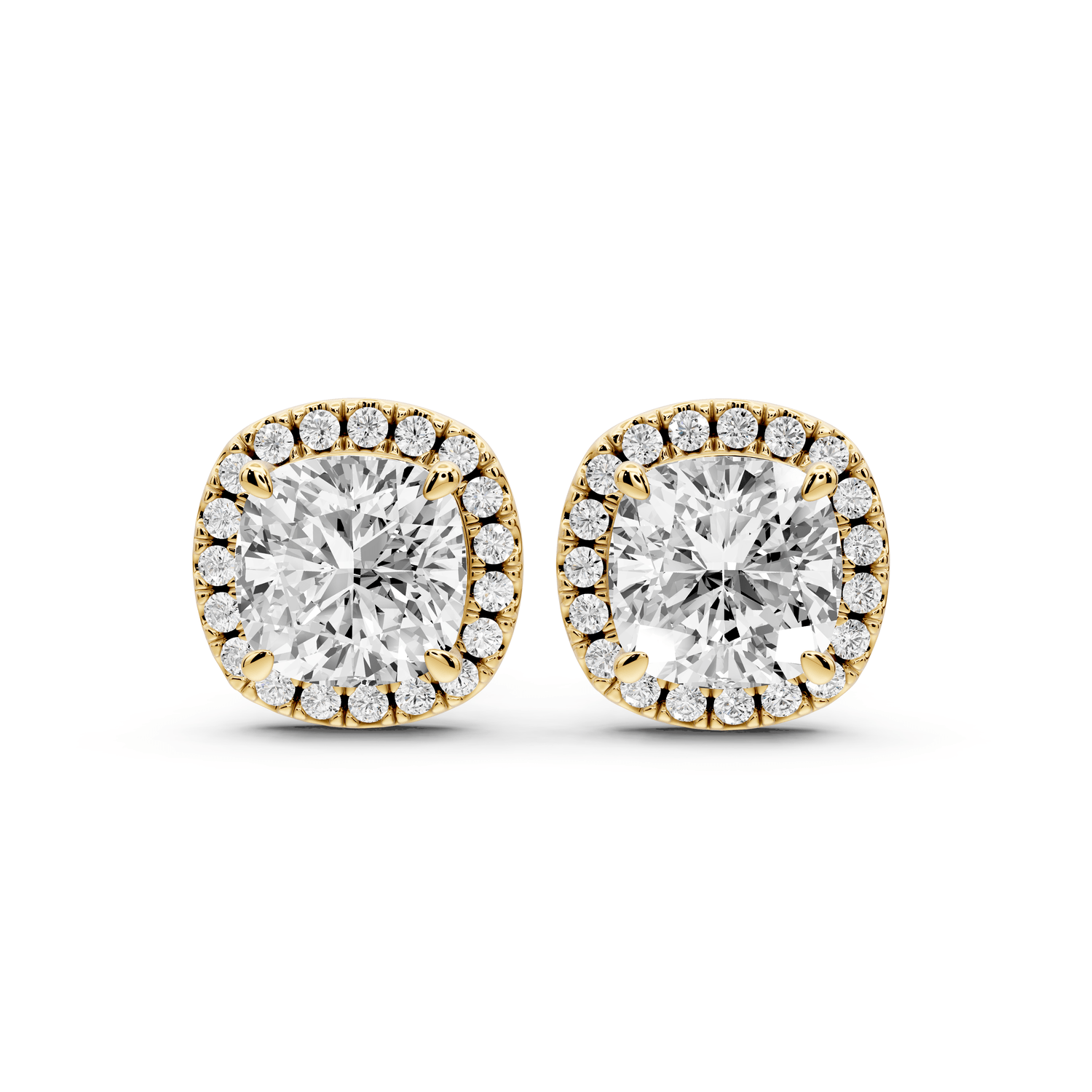 Solis - 4ct 14k yellow gold Cushion - Cut Diamond Stud Earrings - Mr. Alex Jewelry