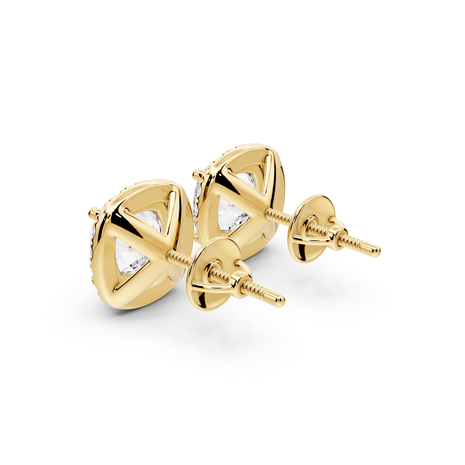 Solis - 4ct 14k yellow gold Cushion - Cut Diamond Stud Earrings - Mr. Alex Jewelry