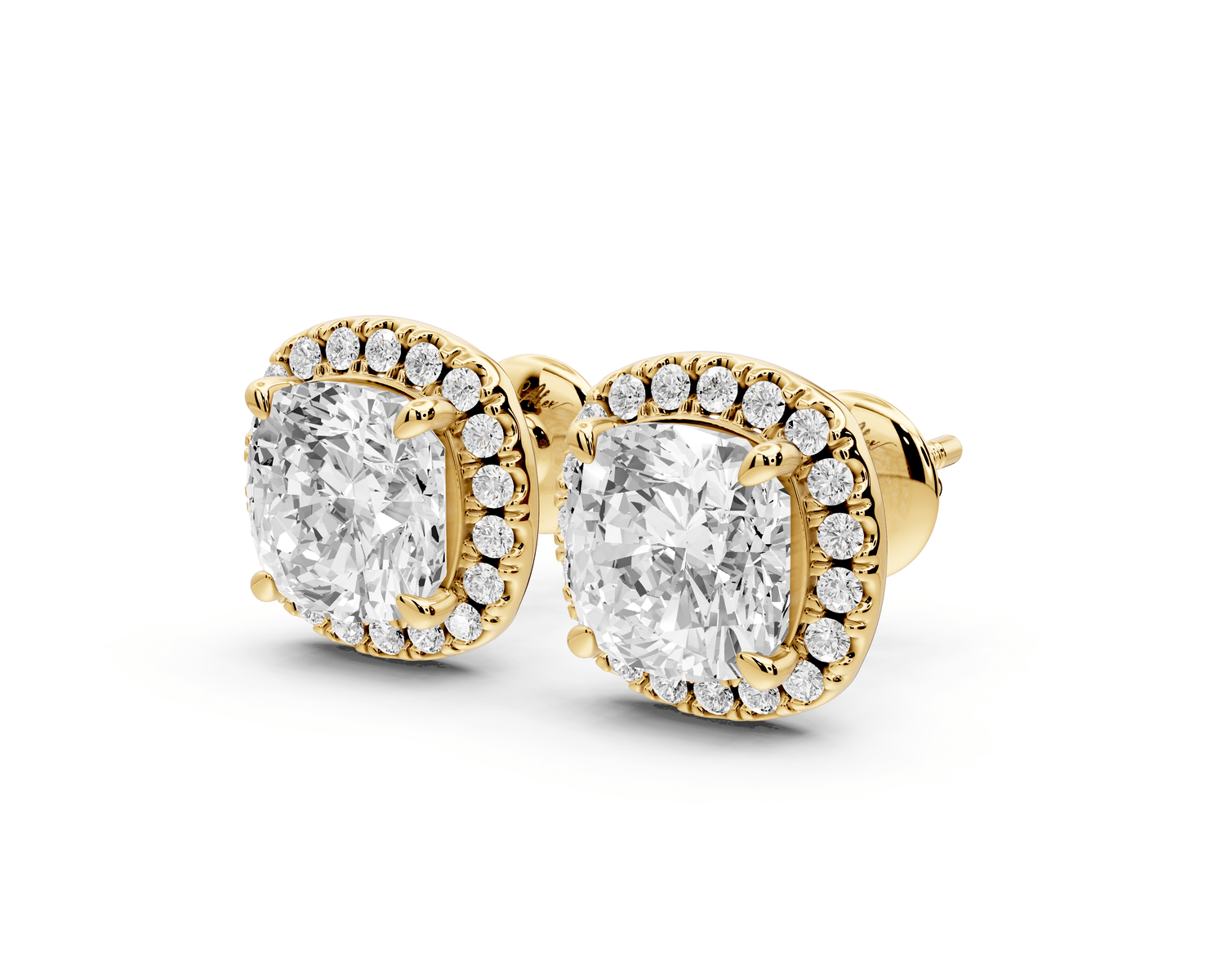Solis - 4ct 14k yellow gold Cushion - Cut Diamond Stud Earrings - Mr. Alex Jewelry