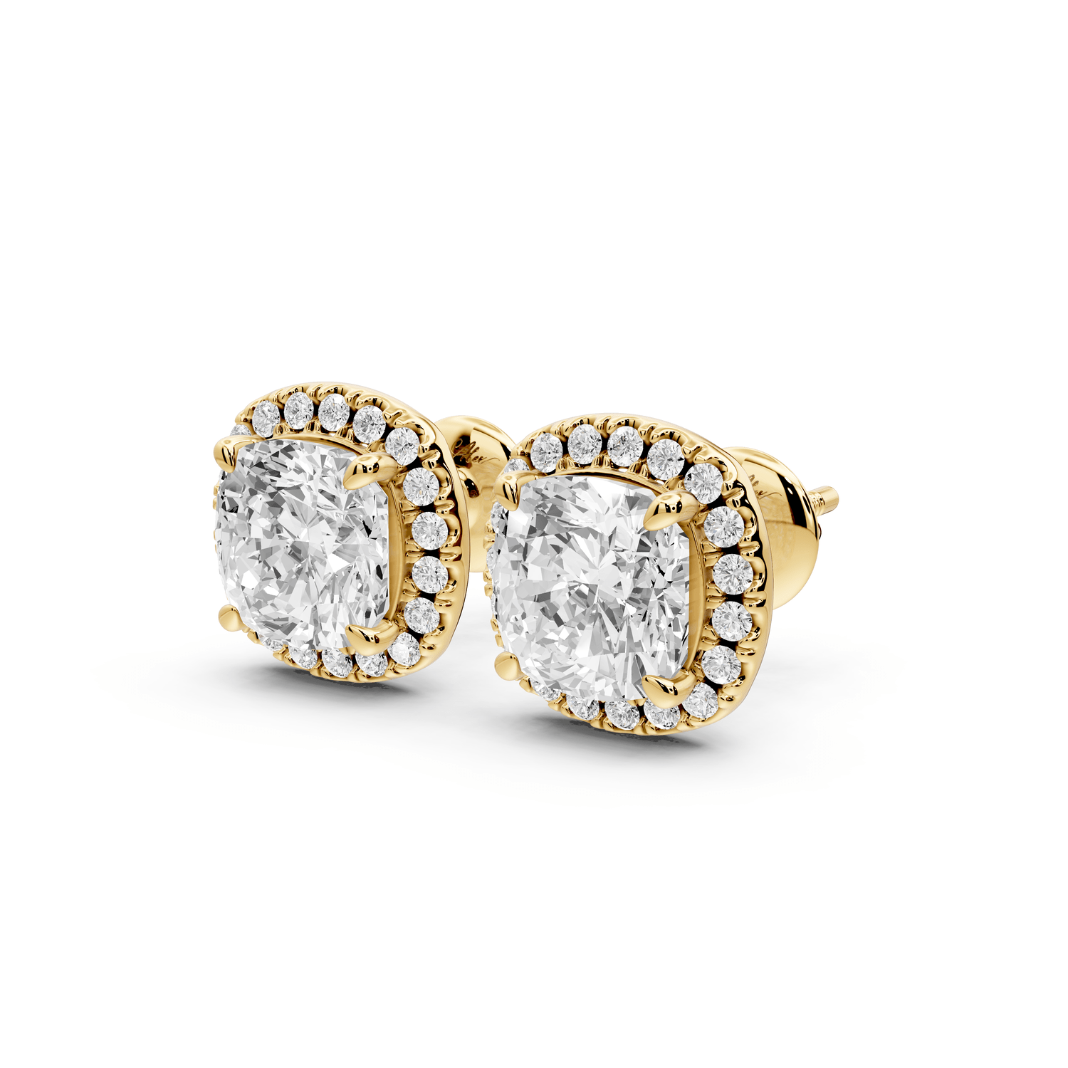 Solis - 4ct 14k yellow gold Cushion - Cut Diamond Stud Earrings - Mr. Alex Jewelry