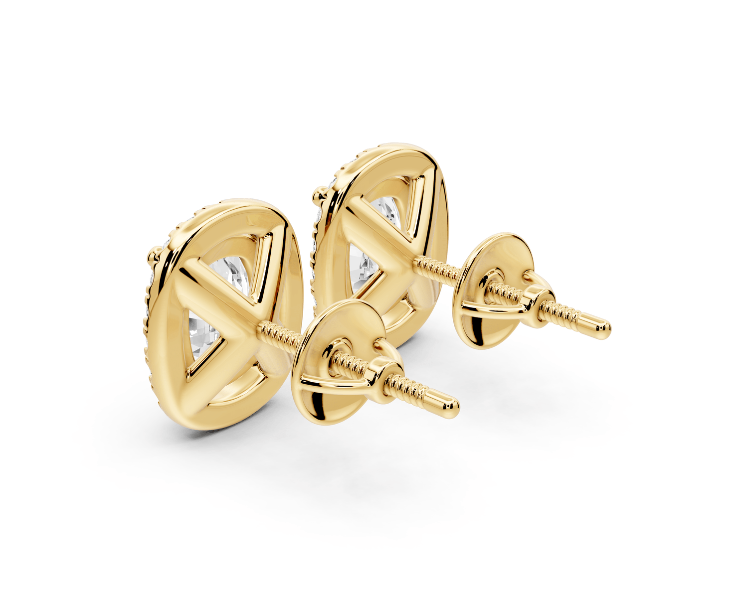 Solis - 4ct 14k yellow gold Elgcushion - Cut Diamond Stud Earrings - Mr. Alex Jewelry