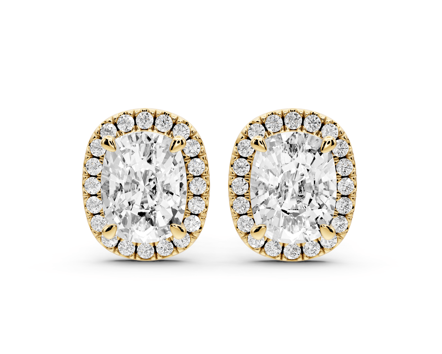 Solis - 4ct 14k yellow gold Elgcushion - Cut Diamond Stud Earrings - Mr. Alex Jewelry