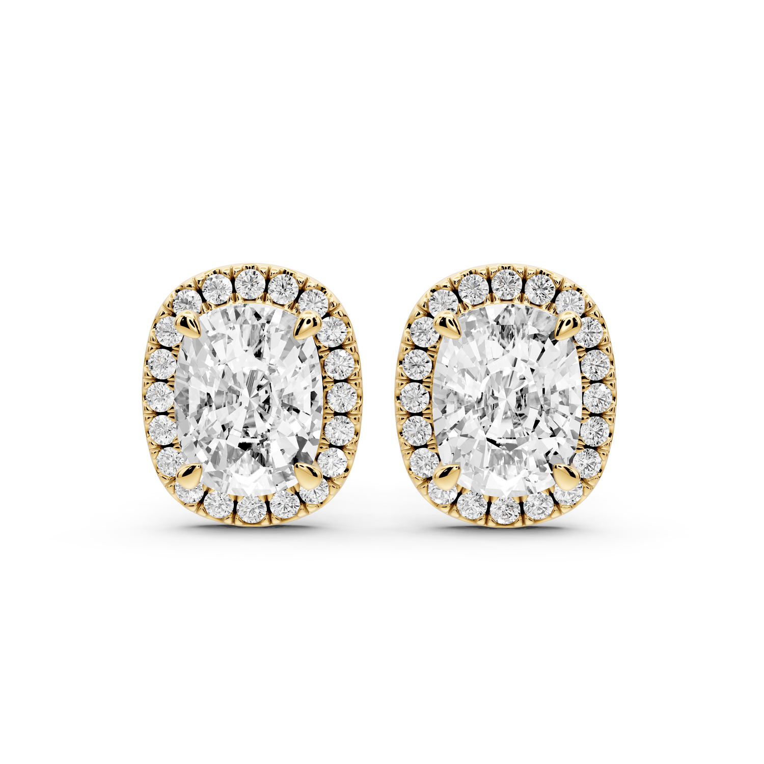 Solis - 4ct 14k yellow gold Elgcushion - Cut Diamond Stud Earrings - Mr. Alex Jewelry