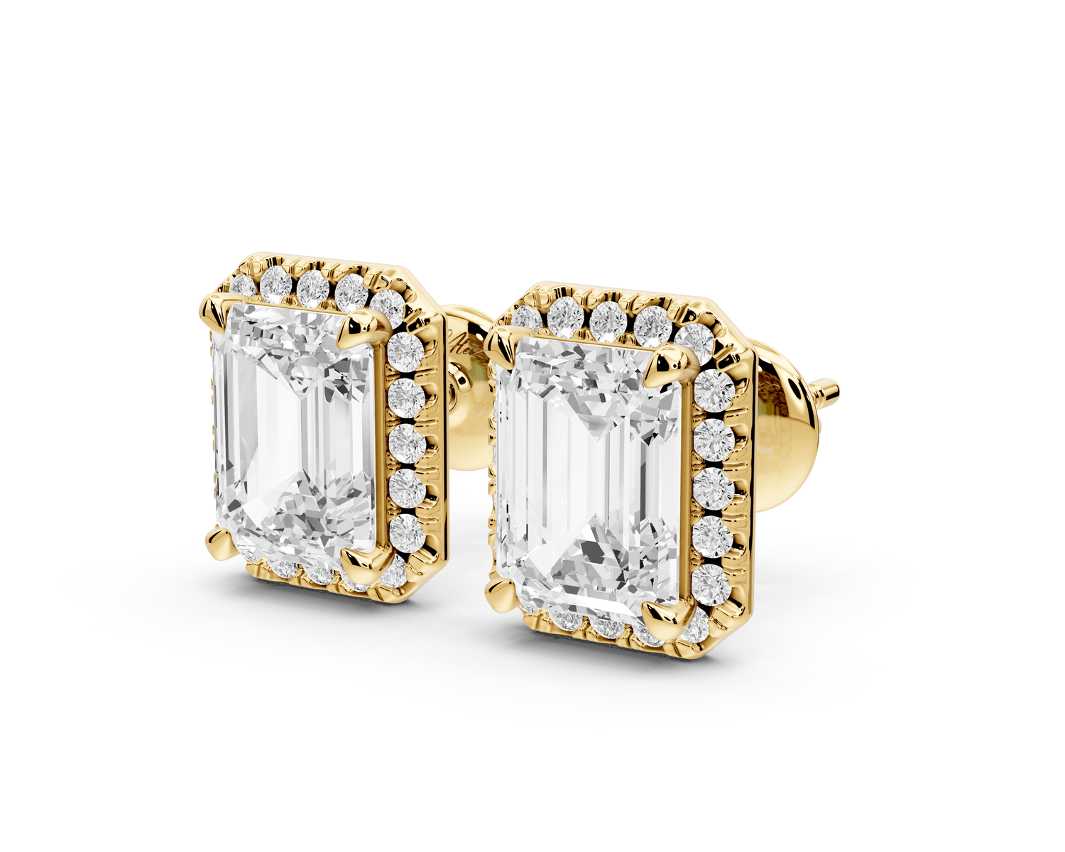Solis - 4ct 14k yellow gold Emerald - Cut Diamond Stud Earrings - Mr. Alex Jewelry