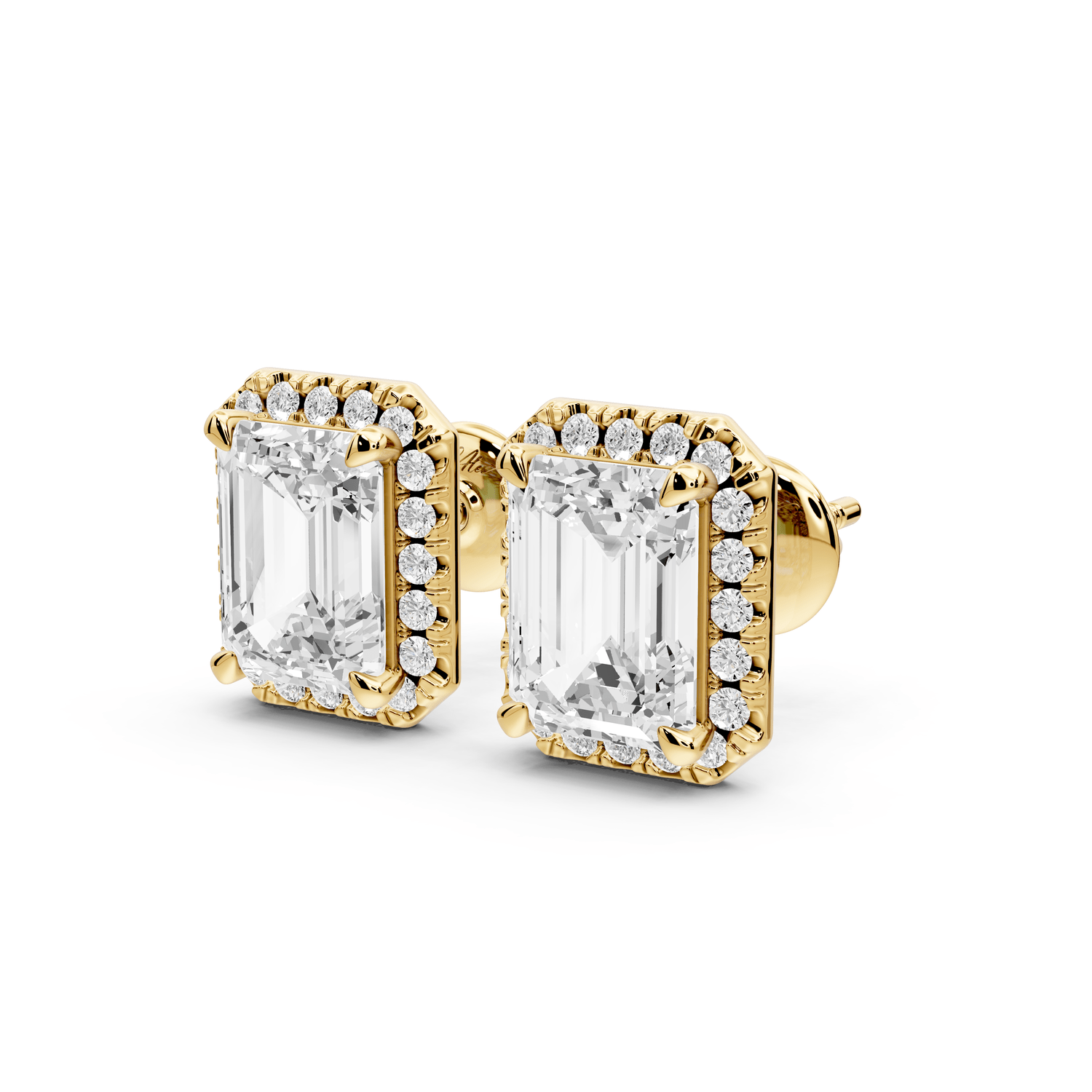 Solis - 4ct 14k yellow gold Emerald - Cut Diamond Stud Earrings - Mr. Alex Jewelry