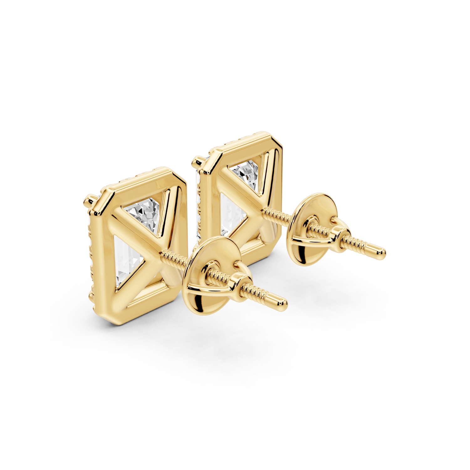 Solis - 4ct 14k yellow gold Emerald - Cut Diamond Stud Earrings - Mr. Alex Jewelry