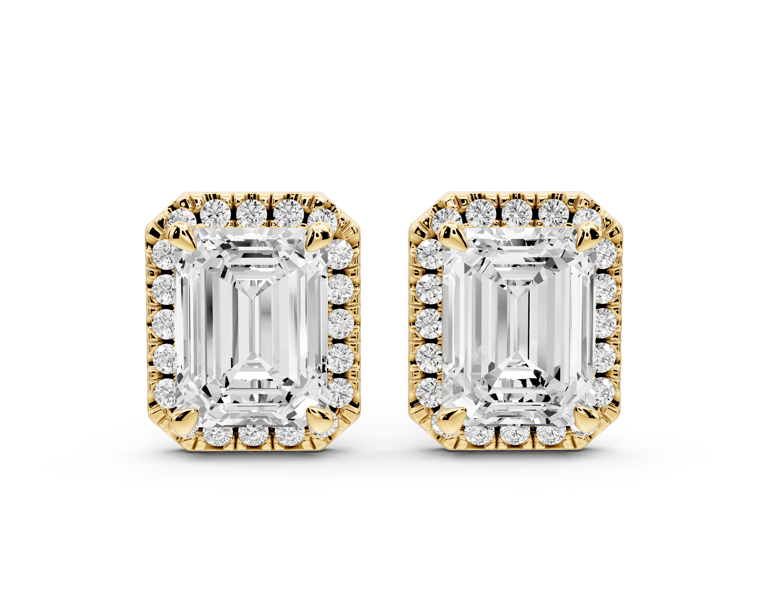 Solis - 4ct 14k yellow gold Emerald - Cut Diamond Stud Earrings - Mr. Alex Jewelry