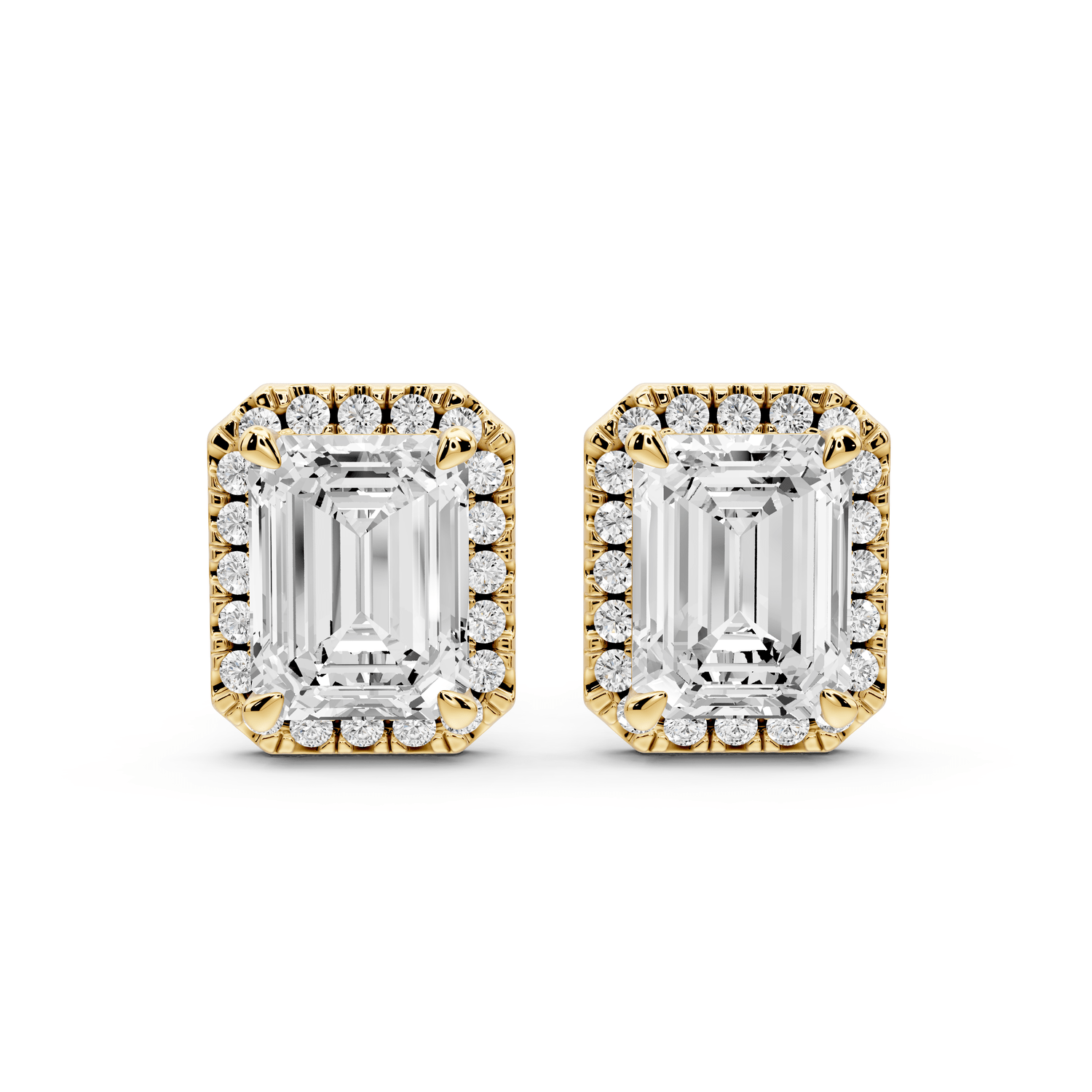 Solis - 4ct 14k yellow gold Emerald - Cut Diamond Stud Earrings - Mr. Alex Jewelry