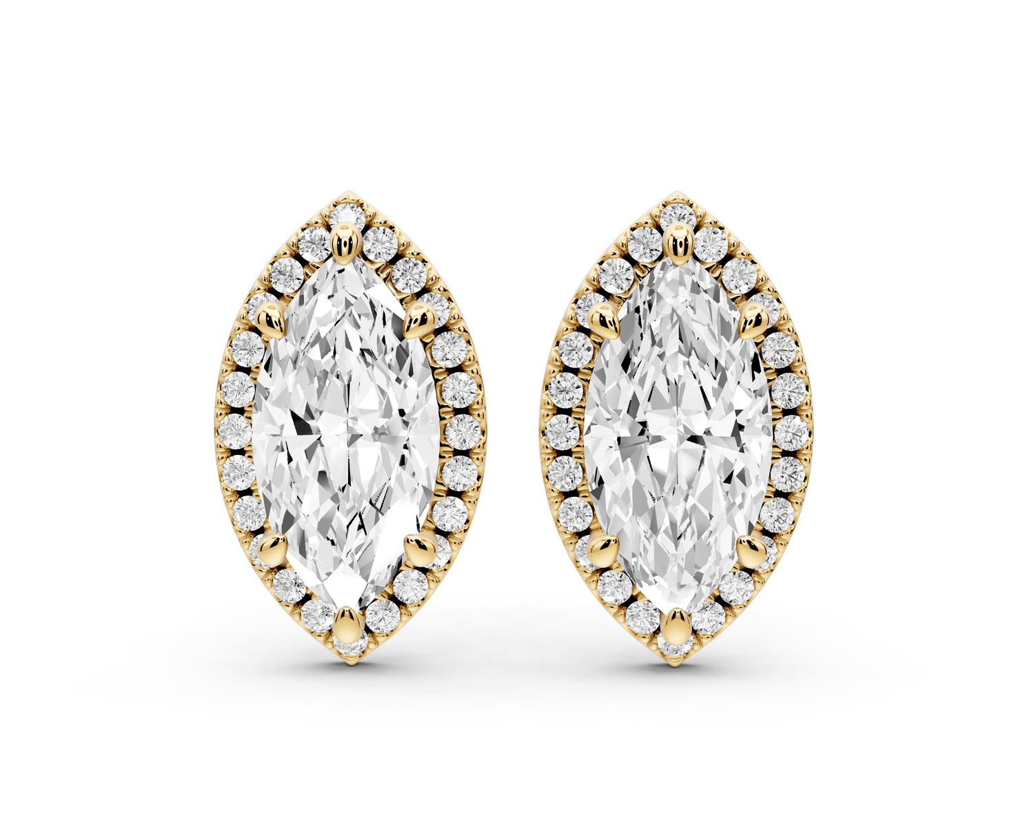 Solis - 4ct 14k yellow gold Marquise - Cut Diamond Stud Earrings - Mr. Alex Jewelry