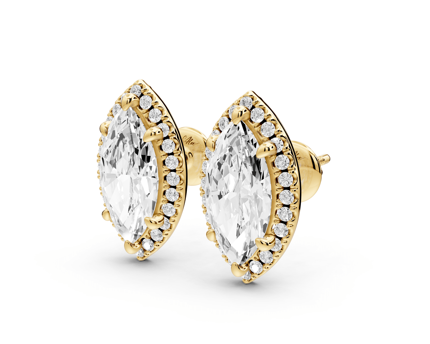 Solis - 4ct 14k yellow gold Marquise - Cut Diamond Stud Earrings - Mr. Alex Jewelry