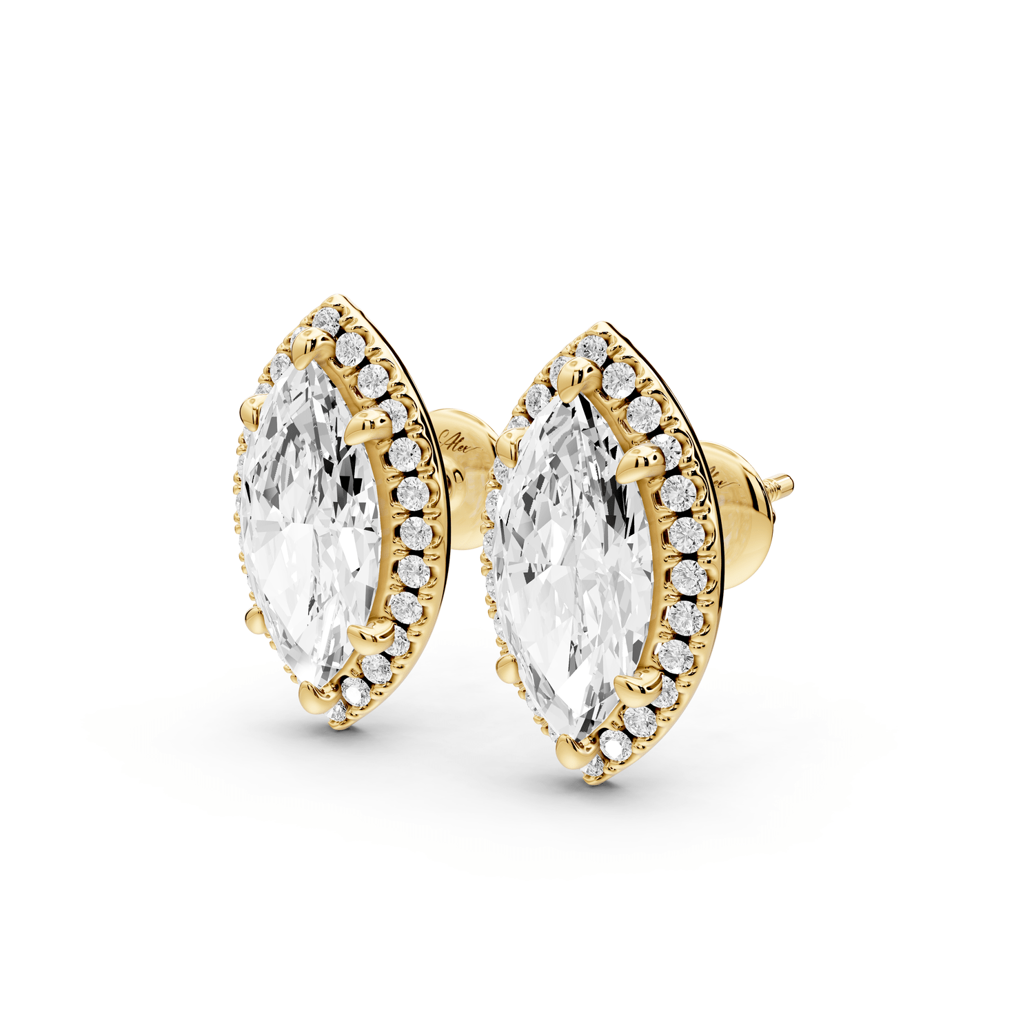Solis - 4ct 14k yellow gold Marquise - Cut Diamond Stud Earrings - Mr. Alex Jewelry