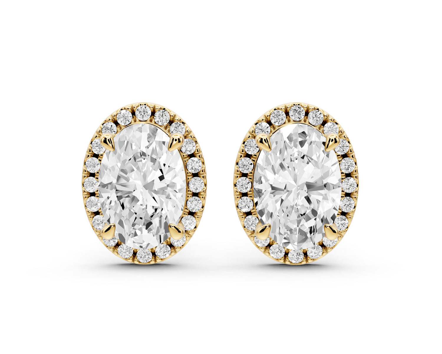 Solis - 4ct 14k yellow gold Oval - Cut Diamond Stud Earrings - Mr. Alex Jewelry
