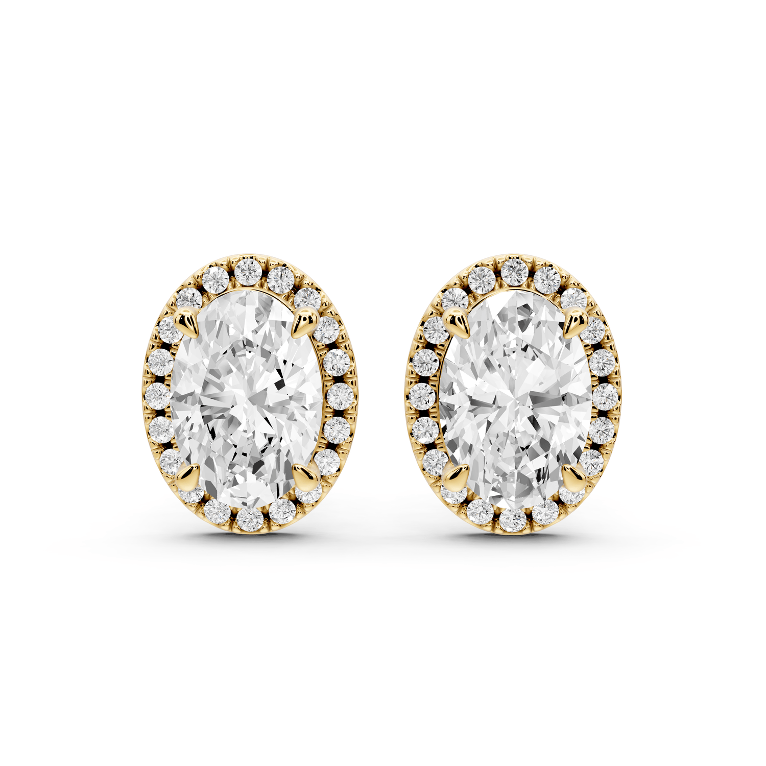 Solis - 4ct 14k yellow gold Oval - Cut Diamond Stud Earrings - Mr. Alex Jewelry